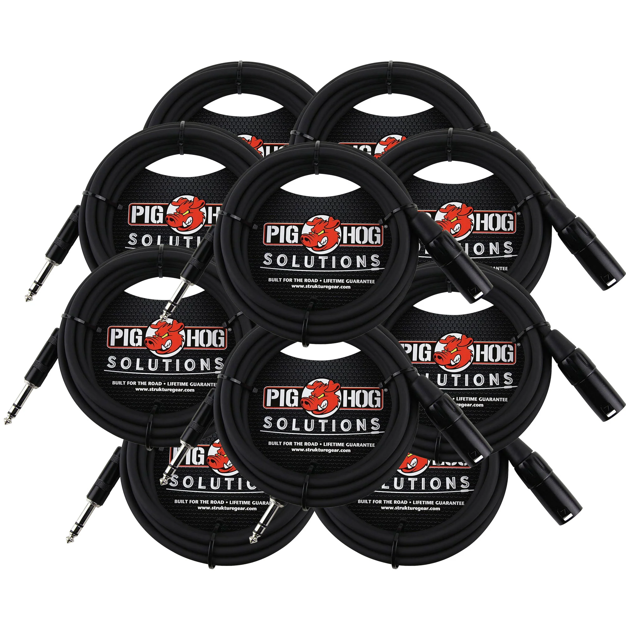 10x Pig Hog 1/4" TRS to XLR Balance Adaptor Cable, 10 Feet PX-TMXM2