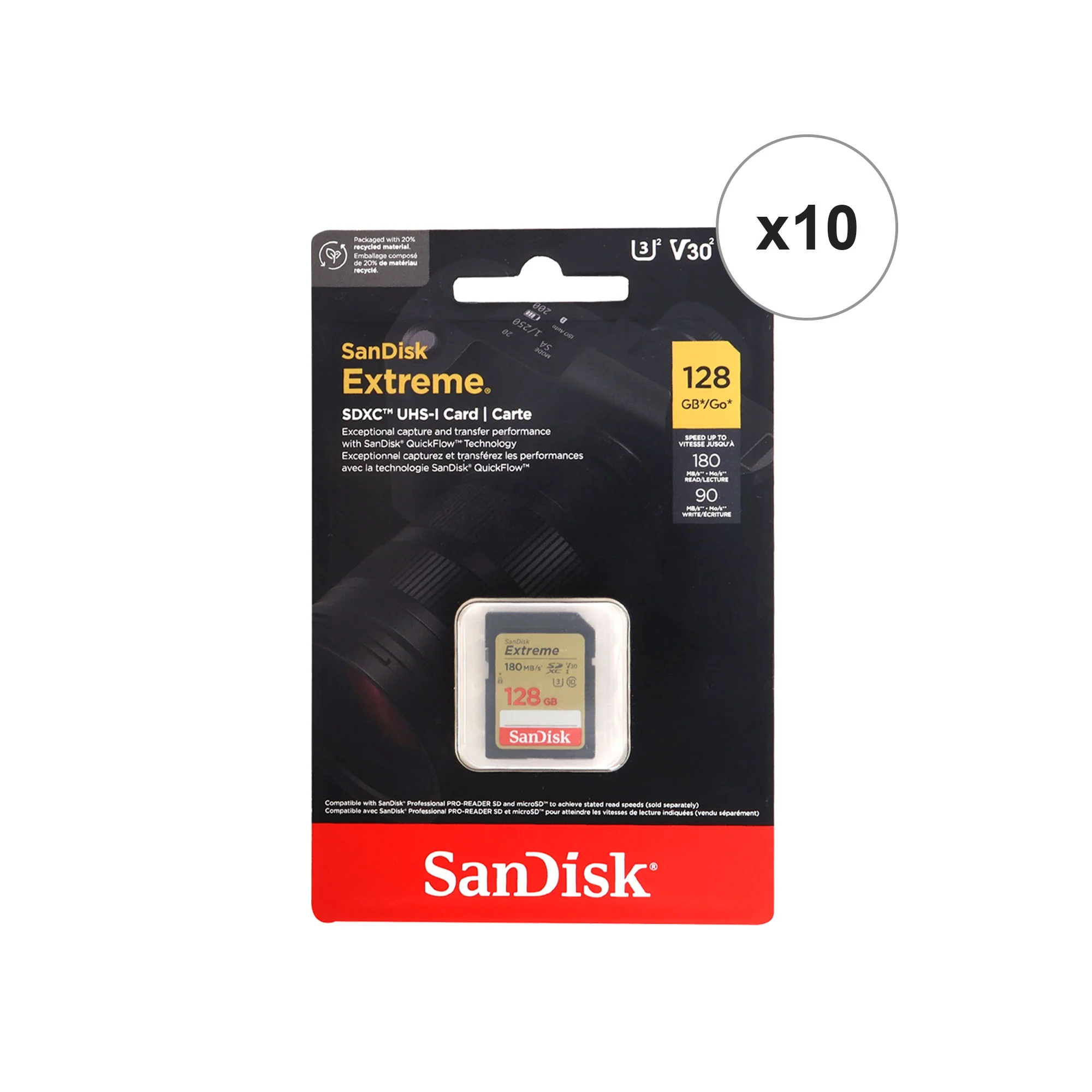 10x Sandisk 128GB Extreme SDXC UHS-I Memory Card