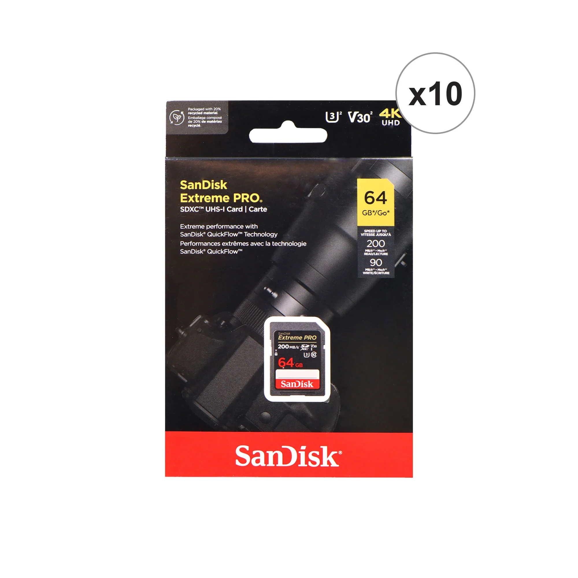 10x Sandisk 64GB Extreme PRO SDXC UHS-I Memory Card