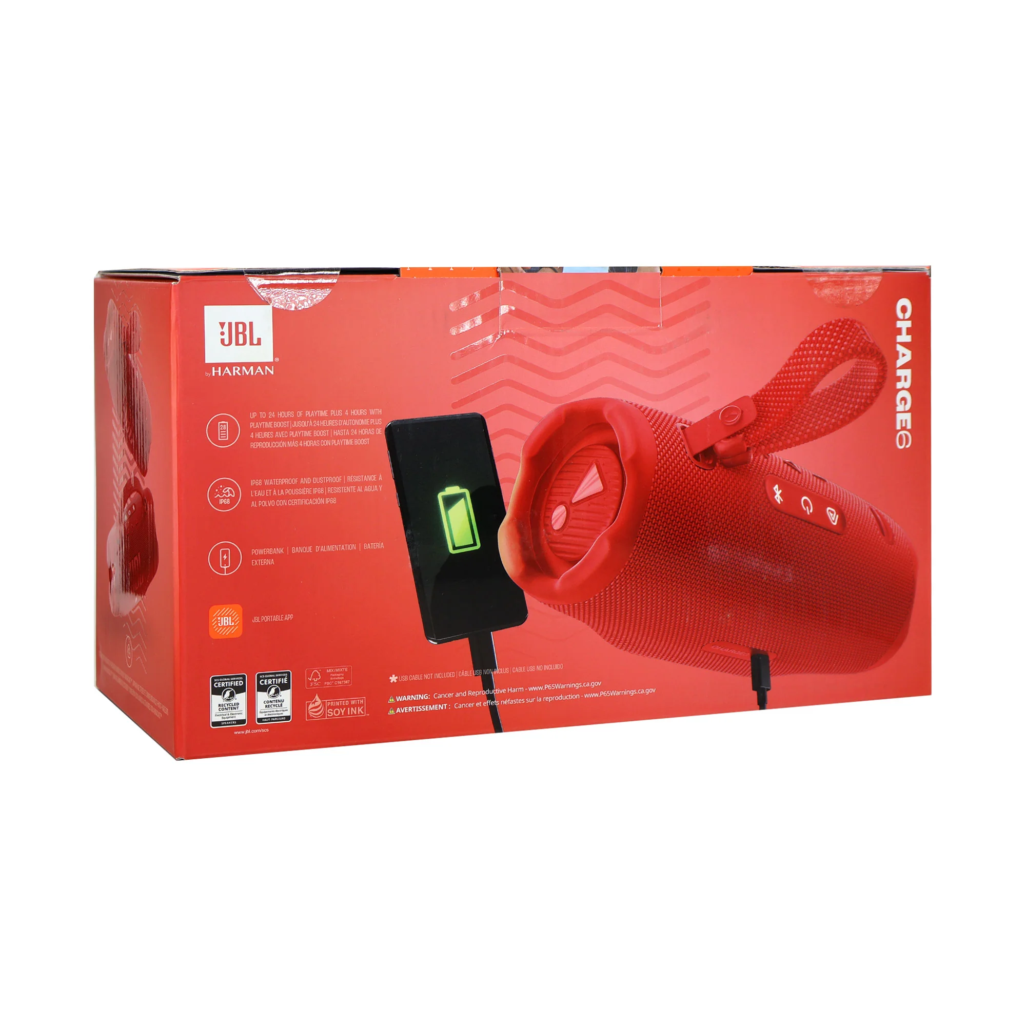 2x JBL Charge 6 Portable Waterproof Bluetooth Speaker (Red) - Image 11