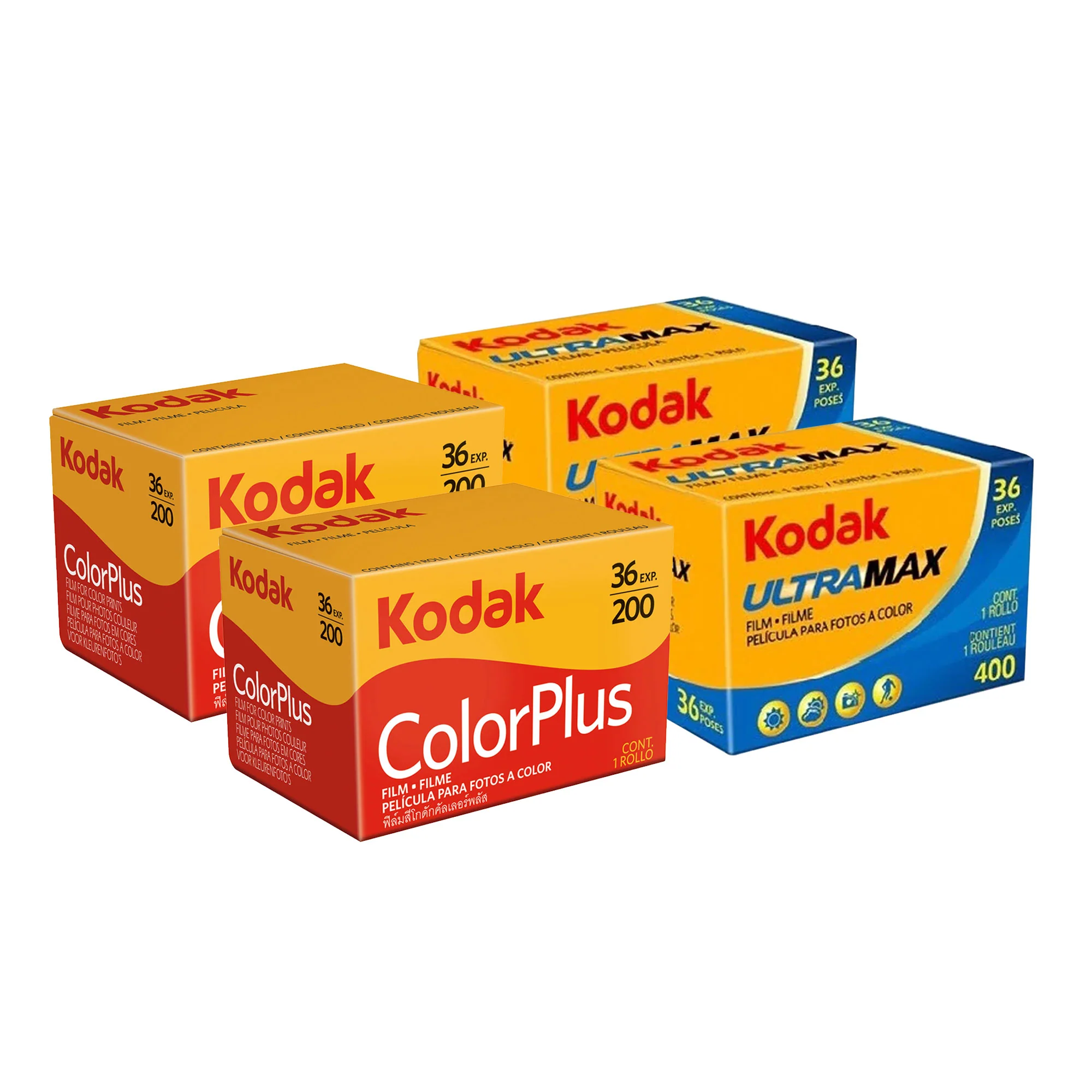 2x Kodak ColorPlus 200 Color Negative Film (35mm, 36 Exposures) with 2x Kodak Ultramax 400 35mm Film, 36 Exposures