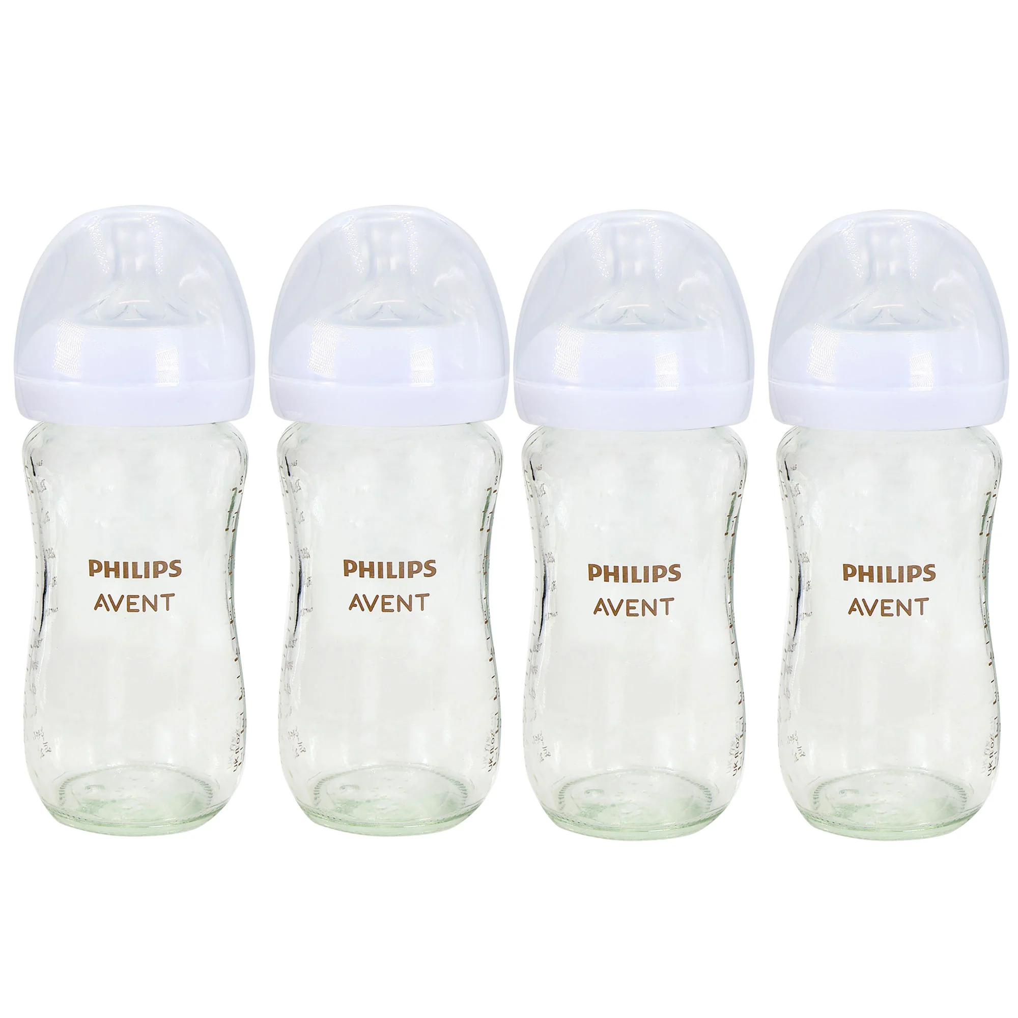 2x Philips Avent Natural Glass Baby Bottles with Natural Response Nipples (Medium Flow, Flow 3), 8oz, 2-Pack, SCY913/02
