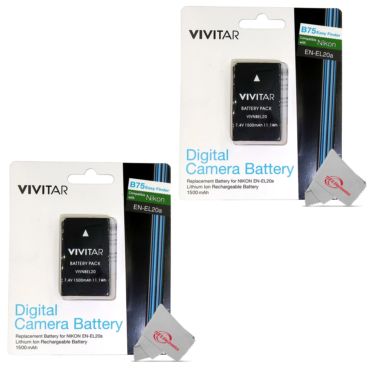 Vivitar EN-EL20a Replacement Battery for Nikon Coolpix P1000 P950 J1 1 AW1 1 V3 - 3 Units - Image 2