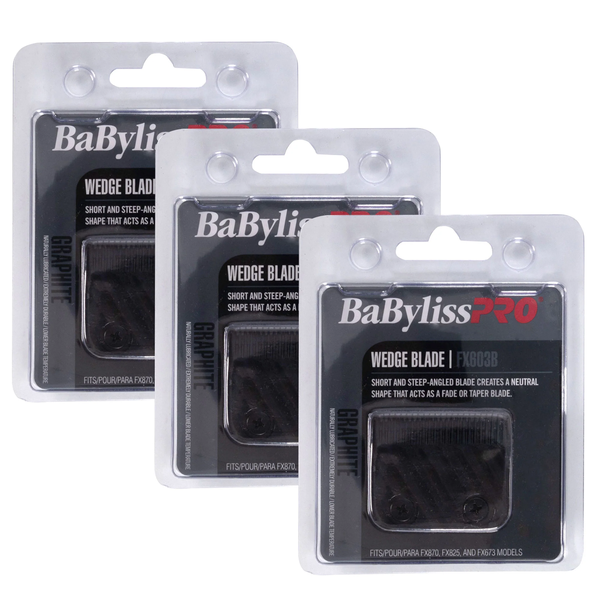 3x BaByliss Pro Wedge Clipper Blade (Graphite) FX603B