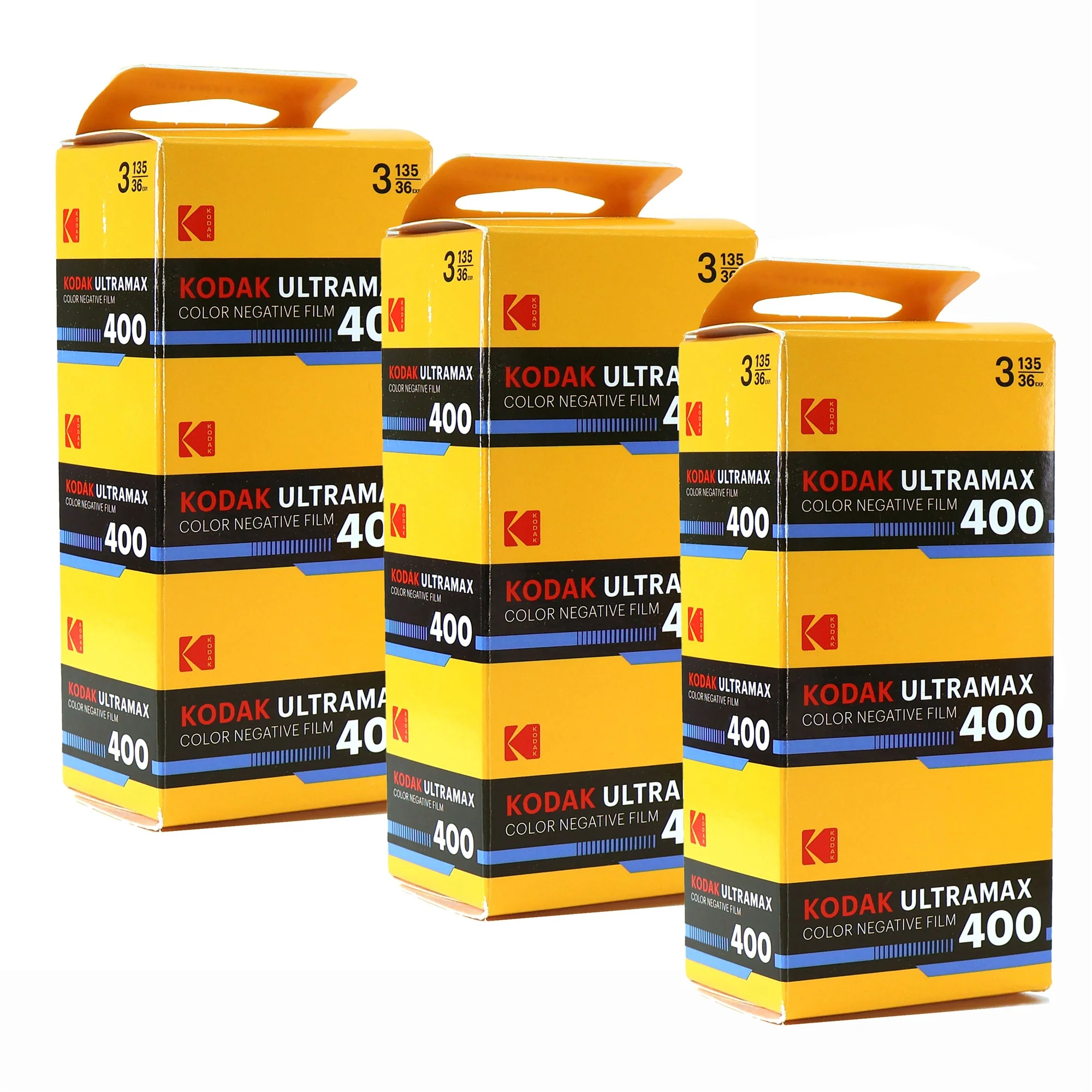 3x Kodak Eastman UltraMax 400 Color Negative Film (35mm Roll Film, 36 Exposures, 3-Pack)