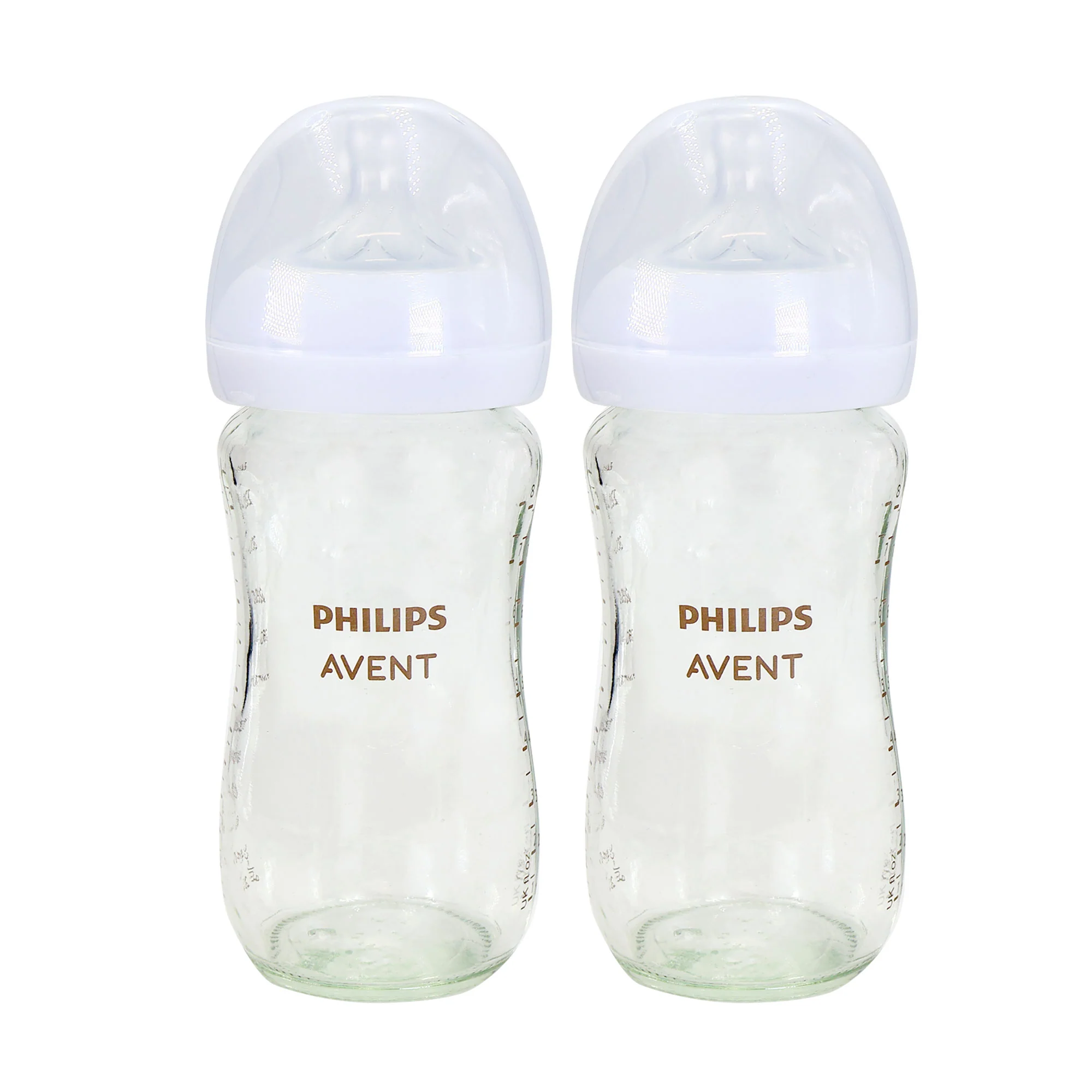 3x Philips Avent Natural Glass Baby Bottles with Natural Response Nipples (Medium Flow, Flow 3), 8oz, 2-Pack, SCY913/02 - Image 2