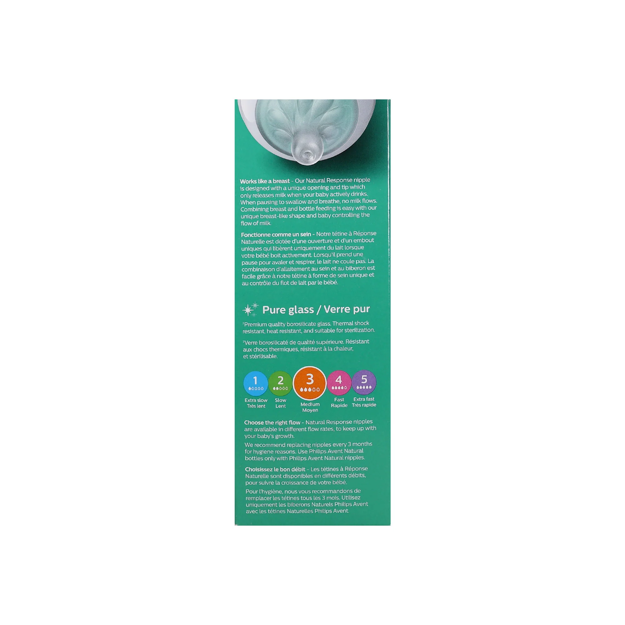 3x Philips Avent Natural Glass Baby Bottles with Natural Response Nipples (Medium Flow, Flow 3), 8oz, 2-Pack, SCY913/02 - Image 4