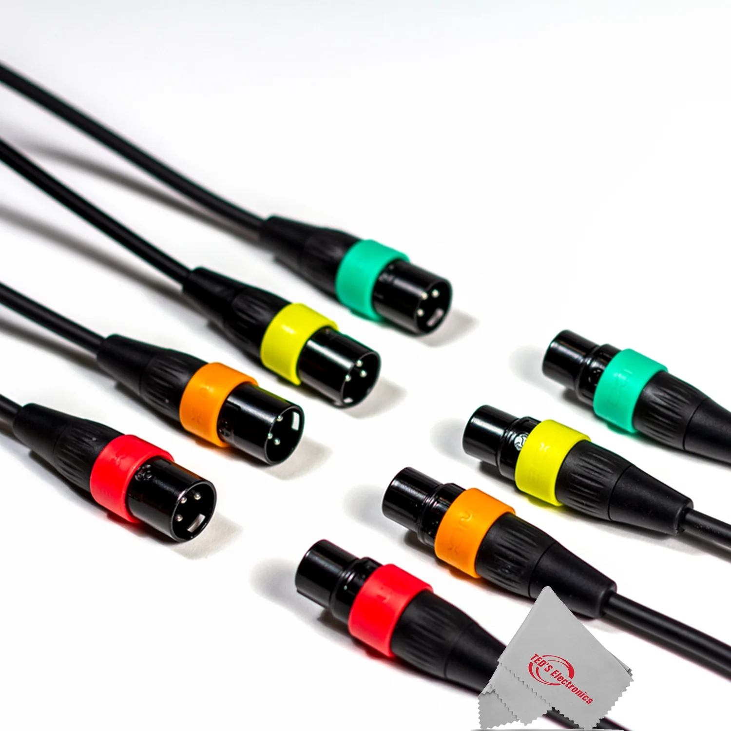 3x Pig Hog 8mm XLR Microphone Cable Male to Female 6 Ft Fully Balanced Premium Mic Cable + Zoom XLR-6c Color ID Rings for Microphone Cables (6 Pairs) - Image 5