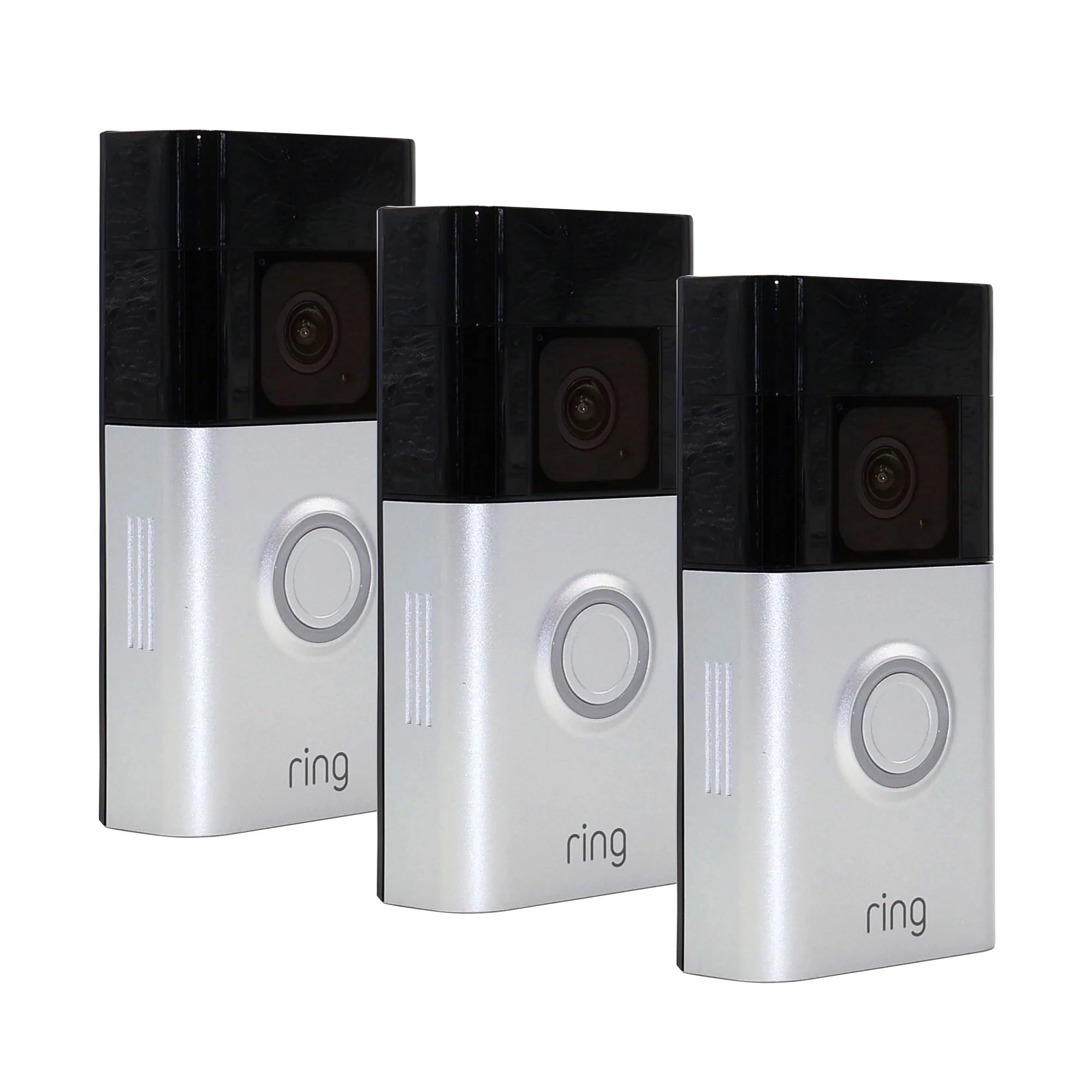 3x Ring Battery Doorbell Pro Smart Wi-Fi Video Doorbell - Battery-powered with 1536p HD+ Video (Satin Nickel)