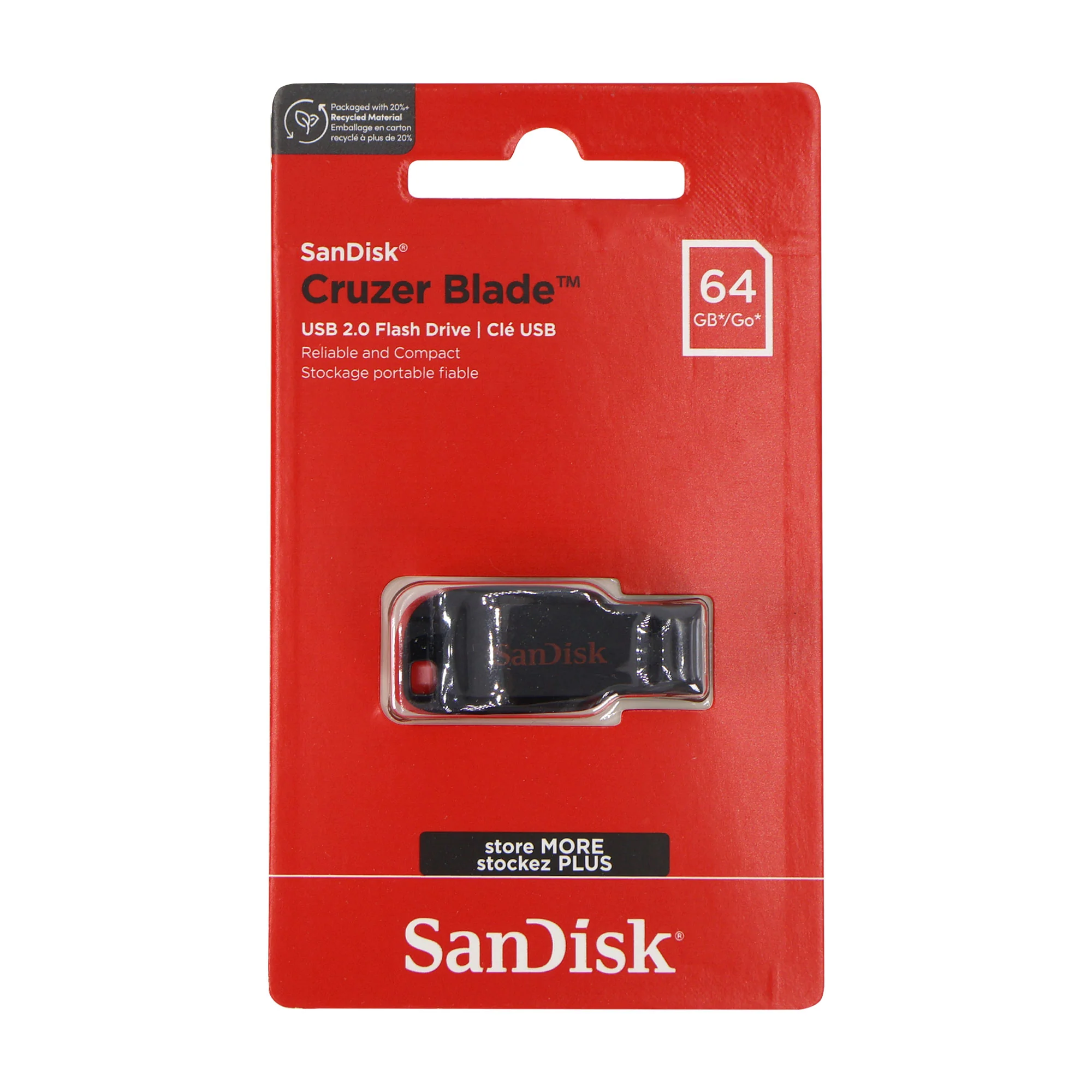 3x SanDisk Cruzer Blade USB Flash Drive - 64GB (Red) - Image 2