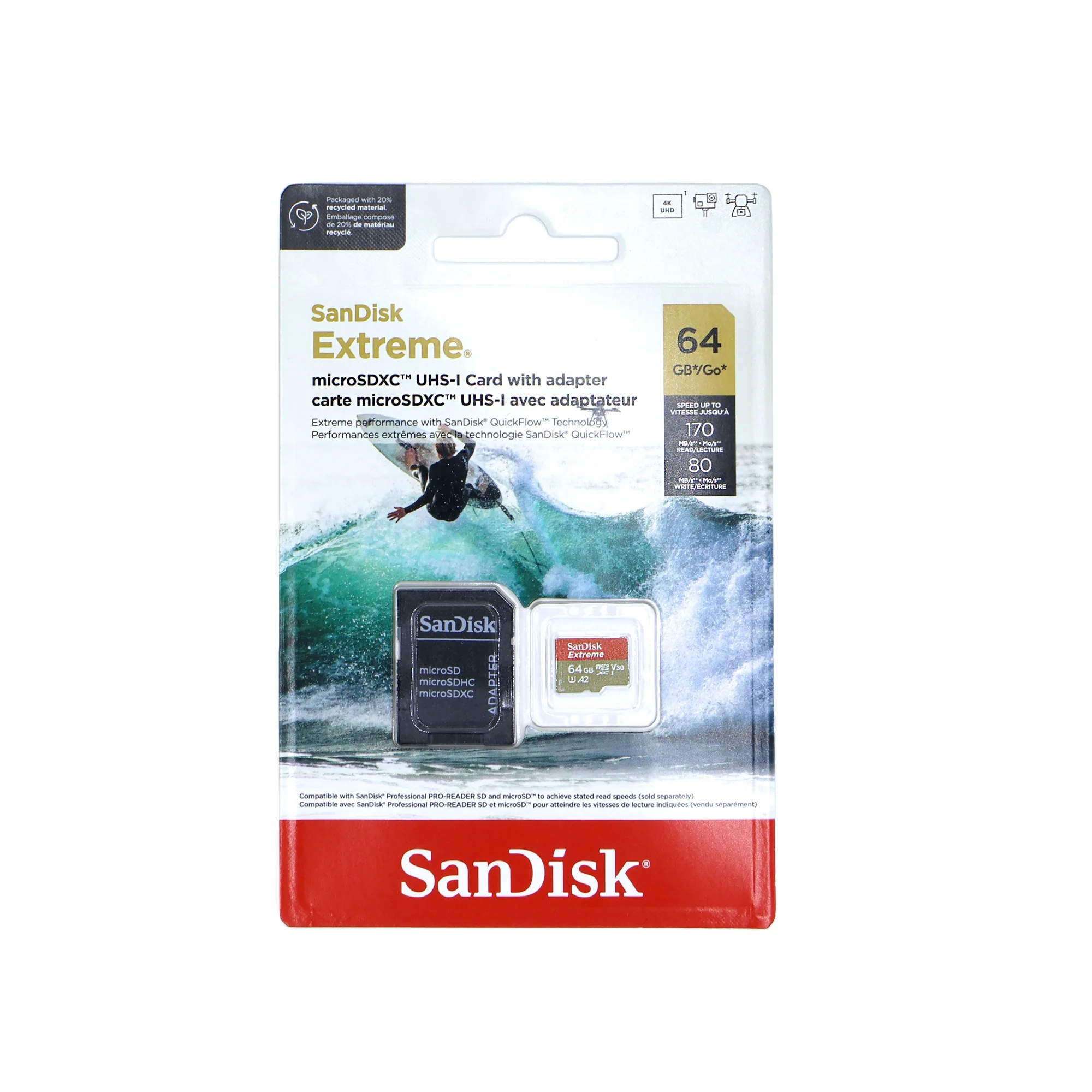 3x SanDisk Micro SD Memory Card for 64GB UHS-I Action Camera with Adapter - Image 2