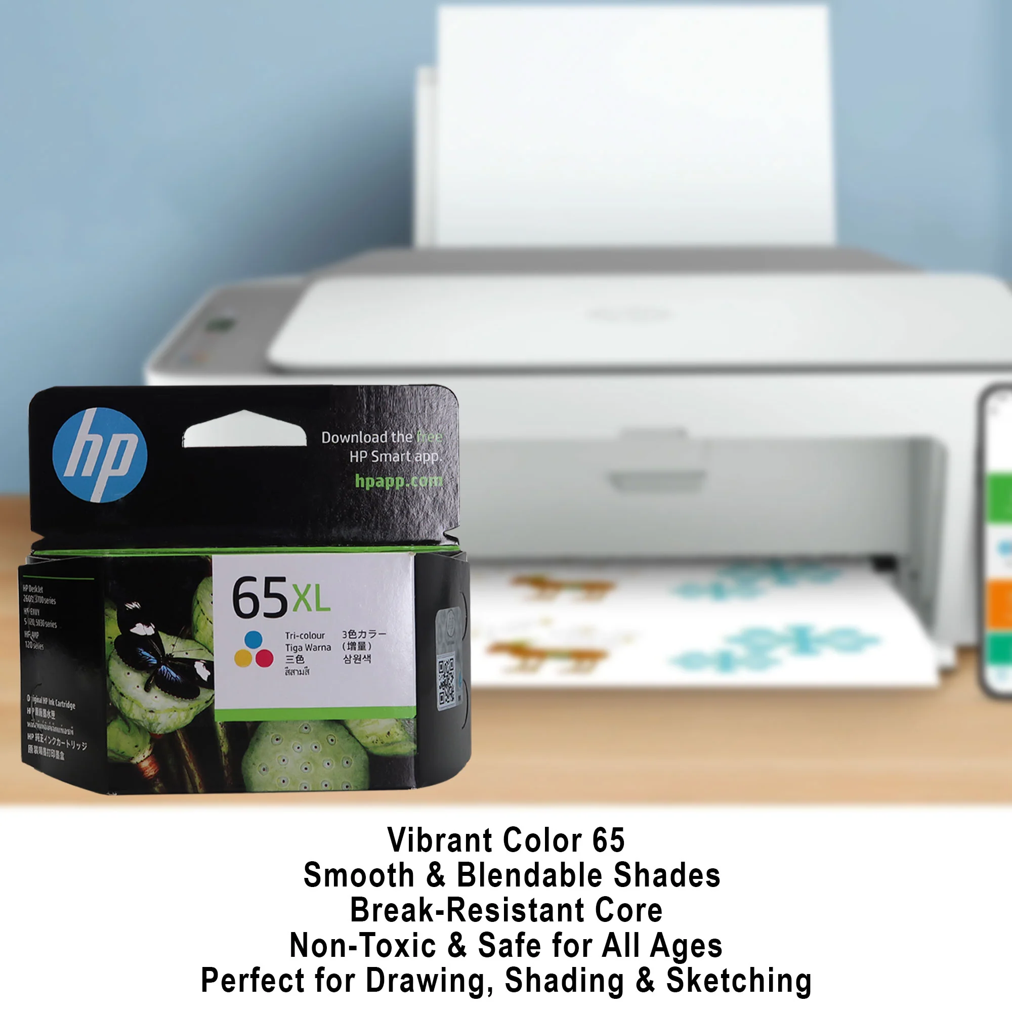 5 Pack HP 65XL Tri-color Original Ink Cartridge, N9K03AA - Image 7