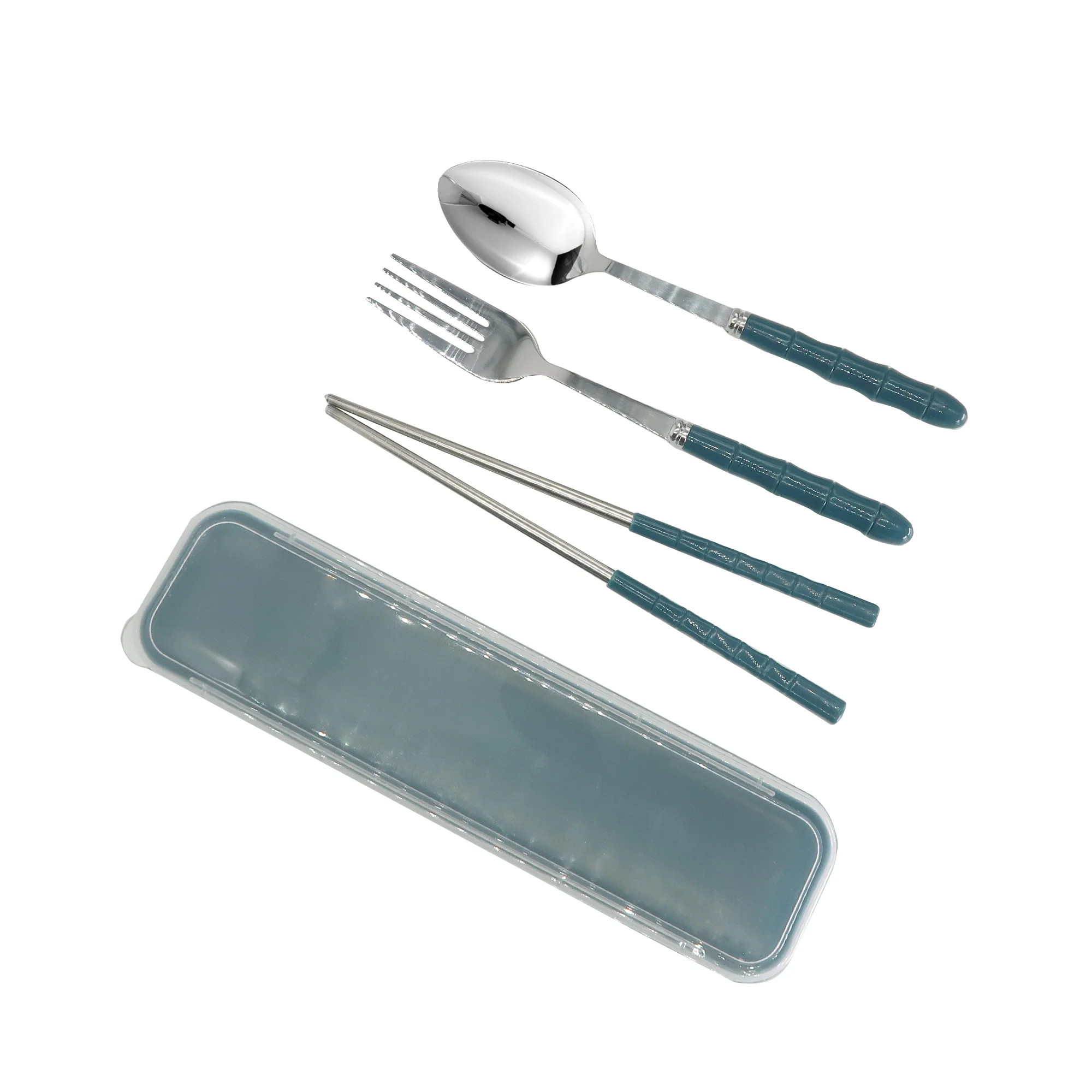 Eco-Friendly Stainless Steel Cutlery Set – Spoon, Fork & Chopsticks in Convenient Case for Students, Camping, Weddings and Travel - 5 Units - Image 3