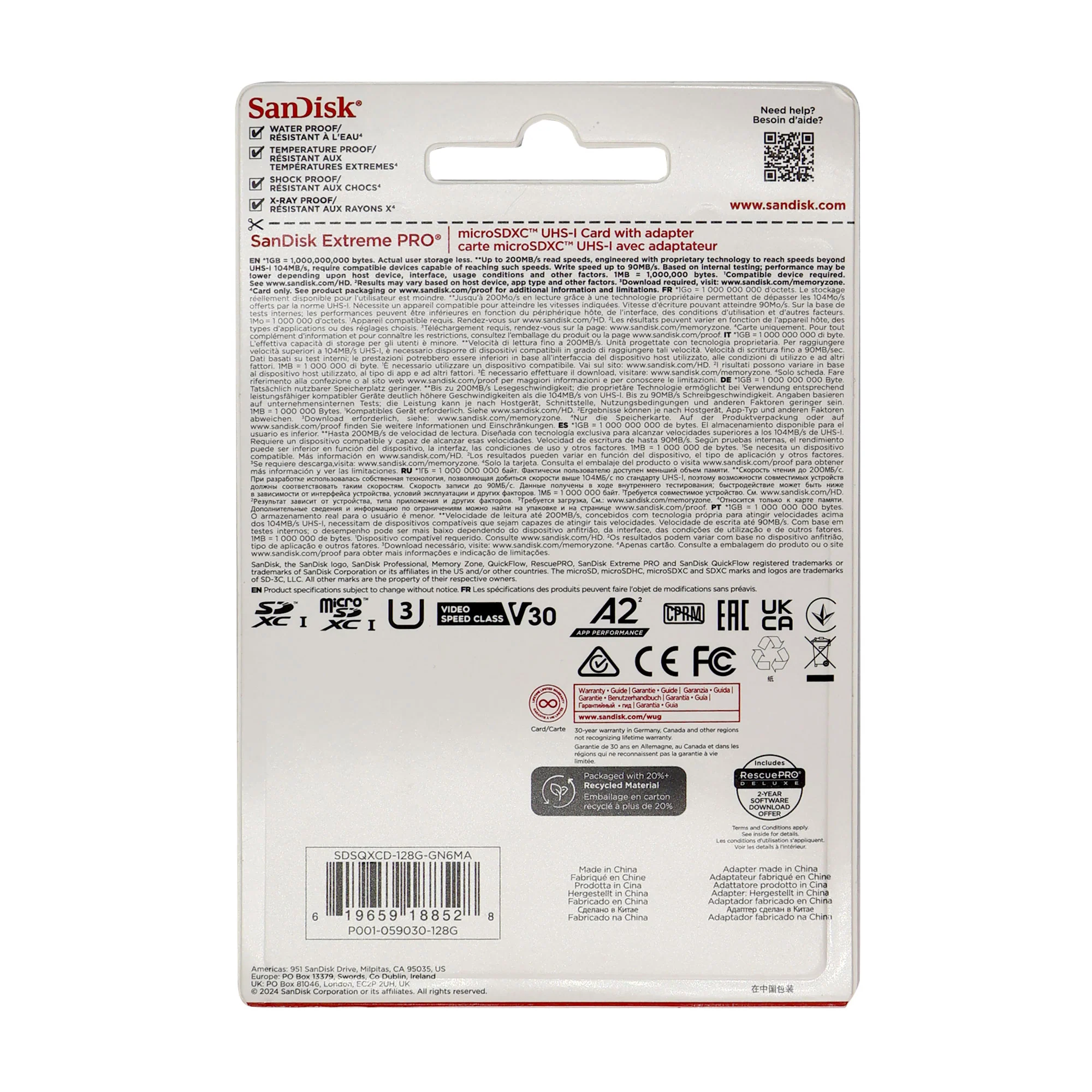 5x Sandisk 128GB Extreme Pro UHS-I Micro SD Up to 200MB/s Read 90MB/s Write with SD Adapter - Image 3