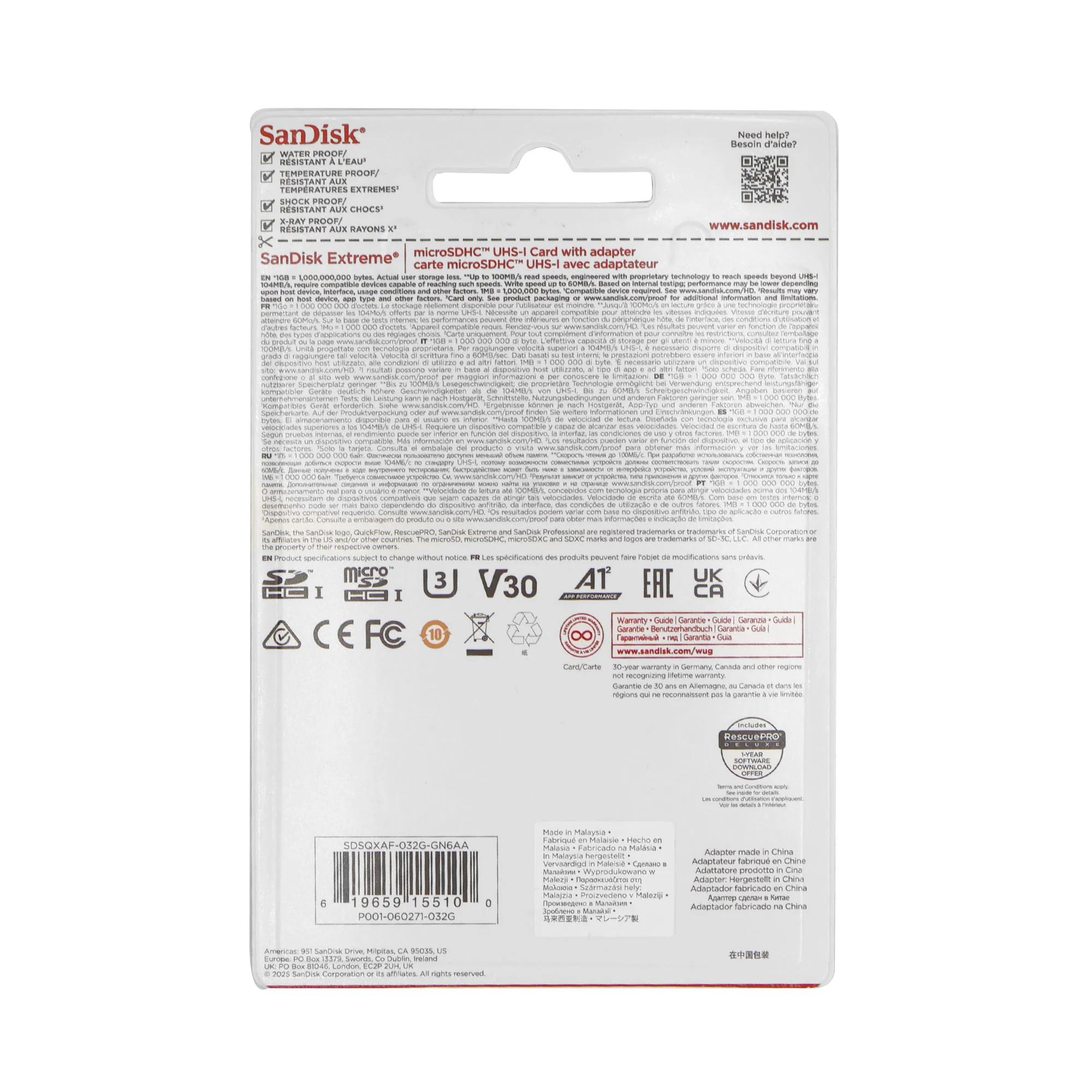 5x SanDisk 32GB Extreme UHS-I microSDHC Memory Card with SD Adapter - Image 3