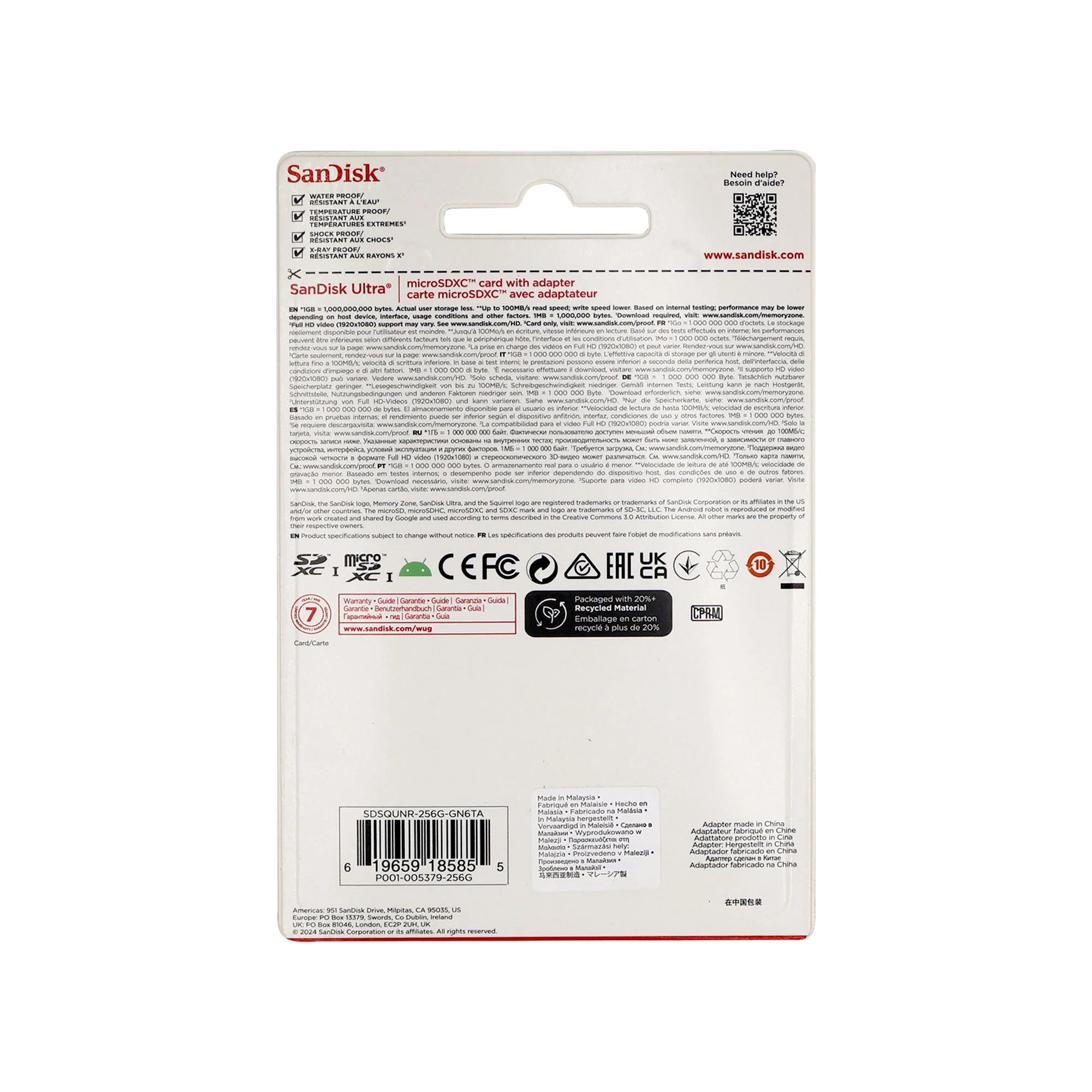 5-Pack Sandisk Ultra 256GB 100MB/s Class 10 Micro SDXC Memory Card Full HD Video with SD Adapter - Image 3