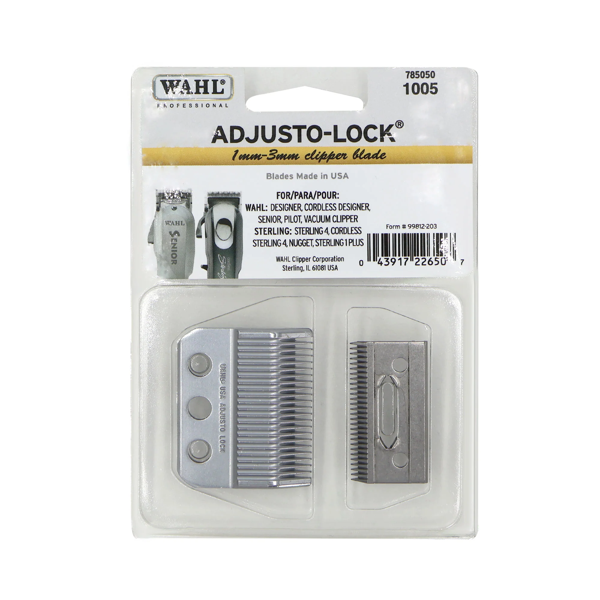 5x Wahl 1005 Adjusto-Lock 1-3mm Clipper Blades 3 Hole Silver for Wahl Designer - Image 2