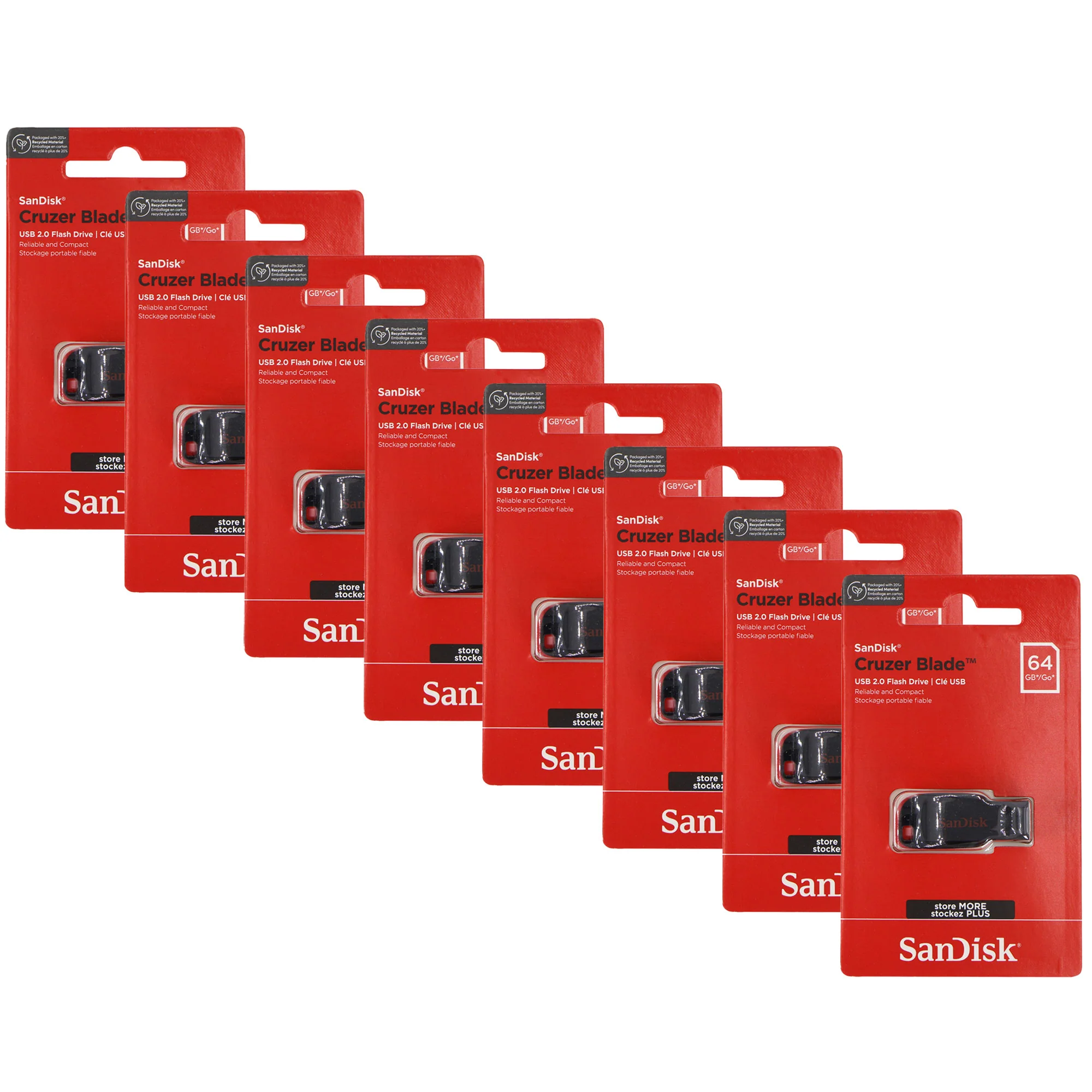 8x SanDisk Cruzer Blade USB Flash Drive - 64GB (Red)