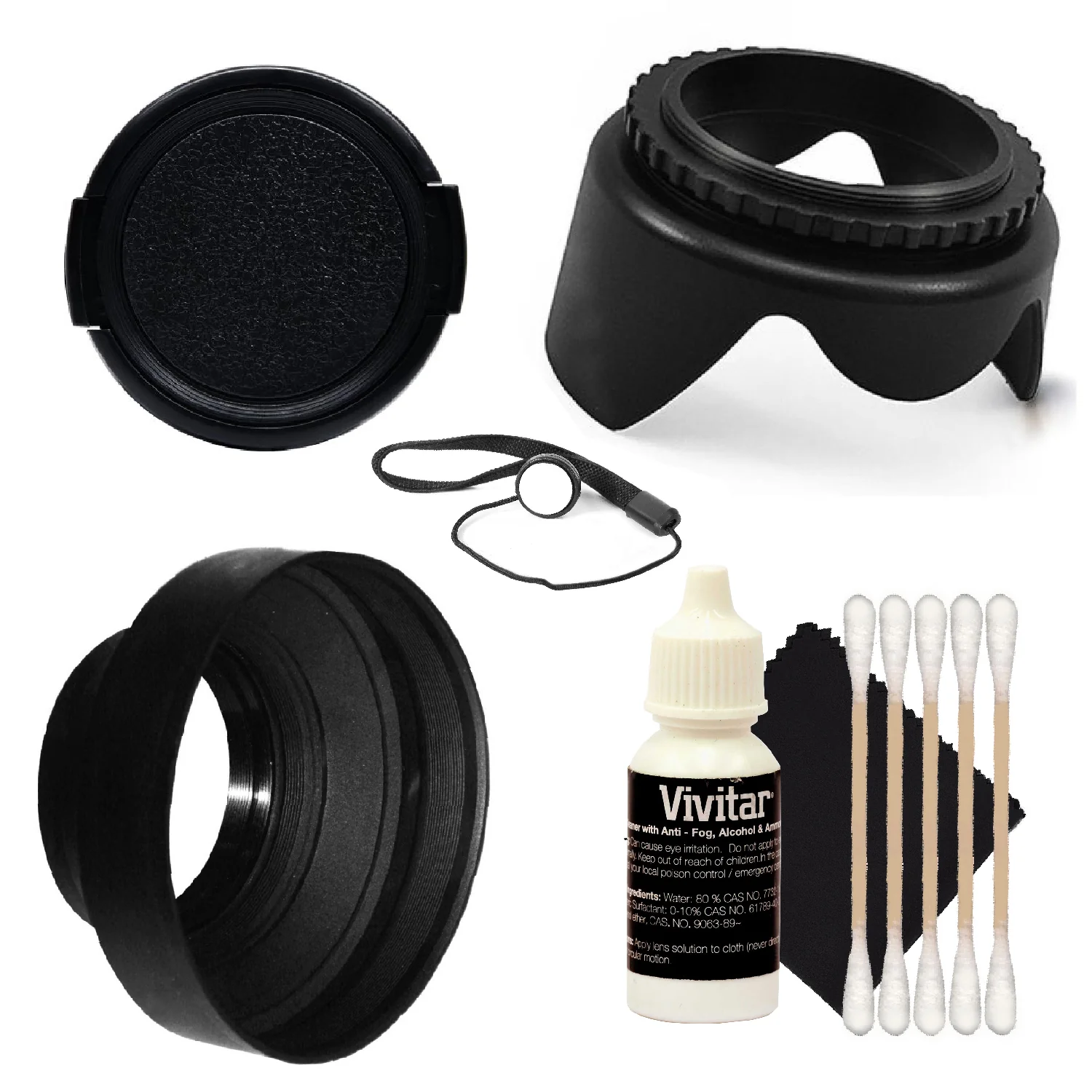 Vivitar 58mm  Tulip Lens Hood, Collapsible 3 function Rubber Lens Hood and More For Canon T6i
