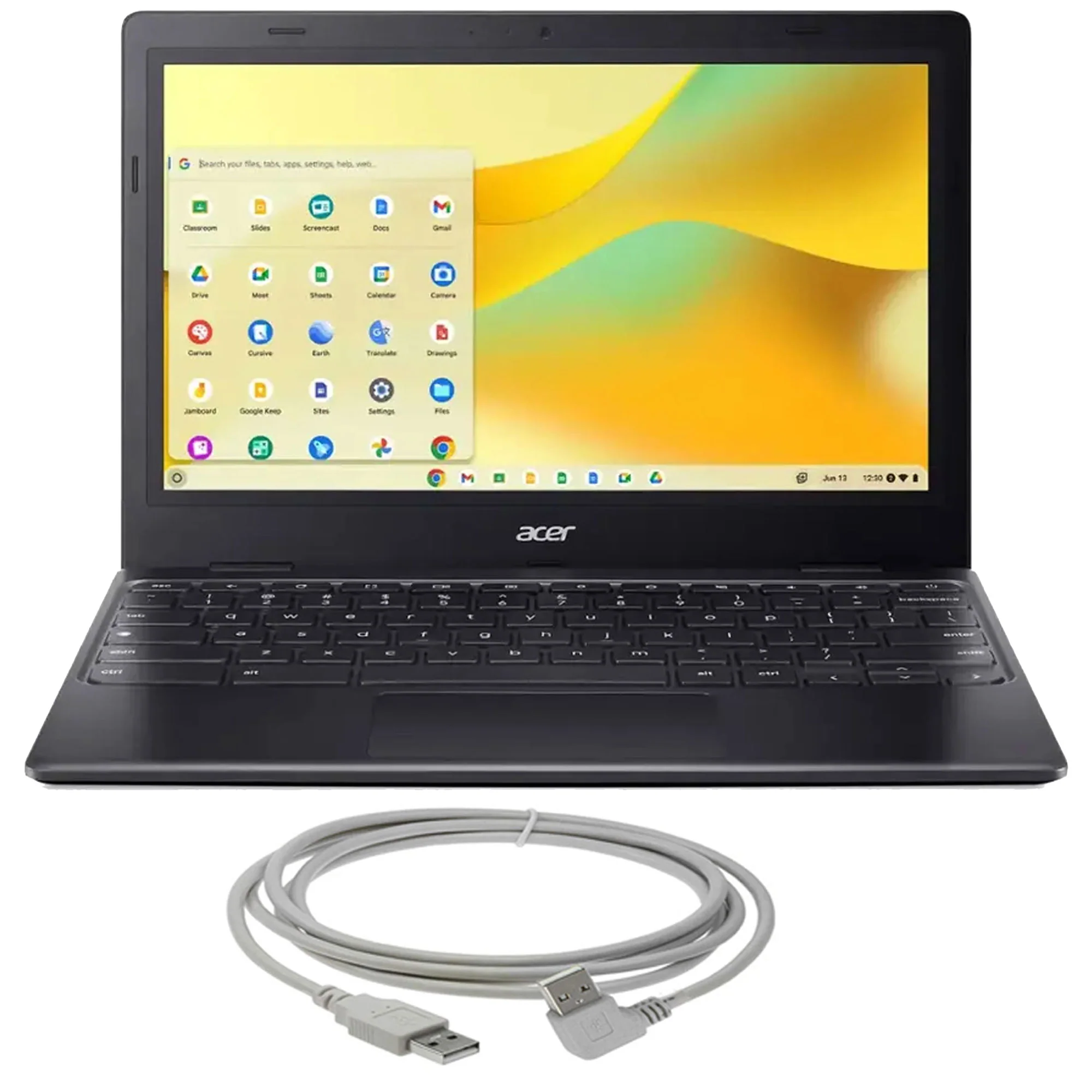 Acer Chromebook 311 11.6" HD Laptop Intel Celeron N4500, 4GB Memory, 64GB eMMC - Star Black with 10FT Angle USB 2.0 Type A Male To B Male Cable