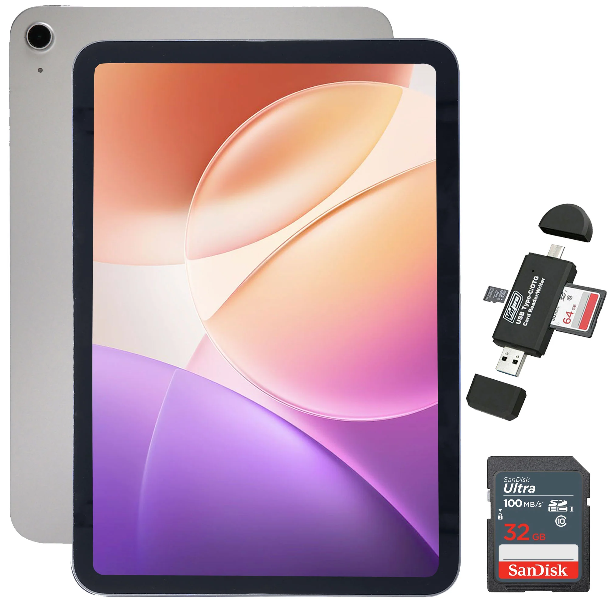 Apple 11" iPad A16 Chip Wi-Fi Tablet (128GB, Silver) with Sandisk 32GB SDHC Ultra Memory Card and Card Reader