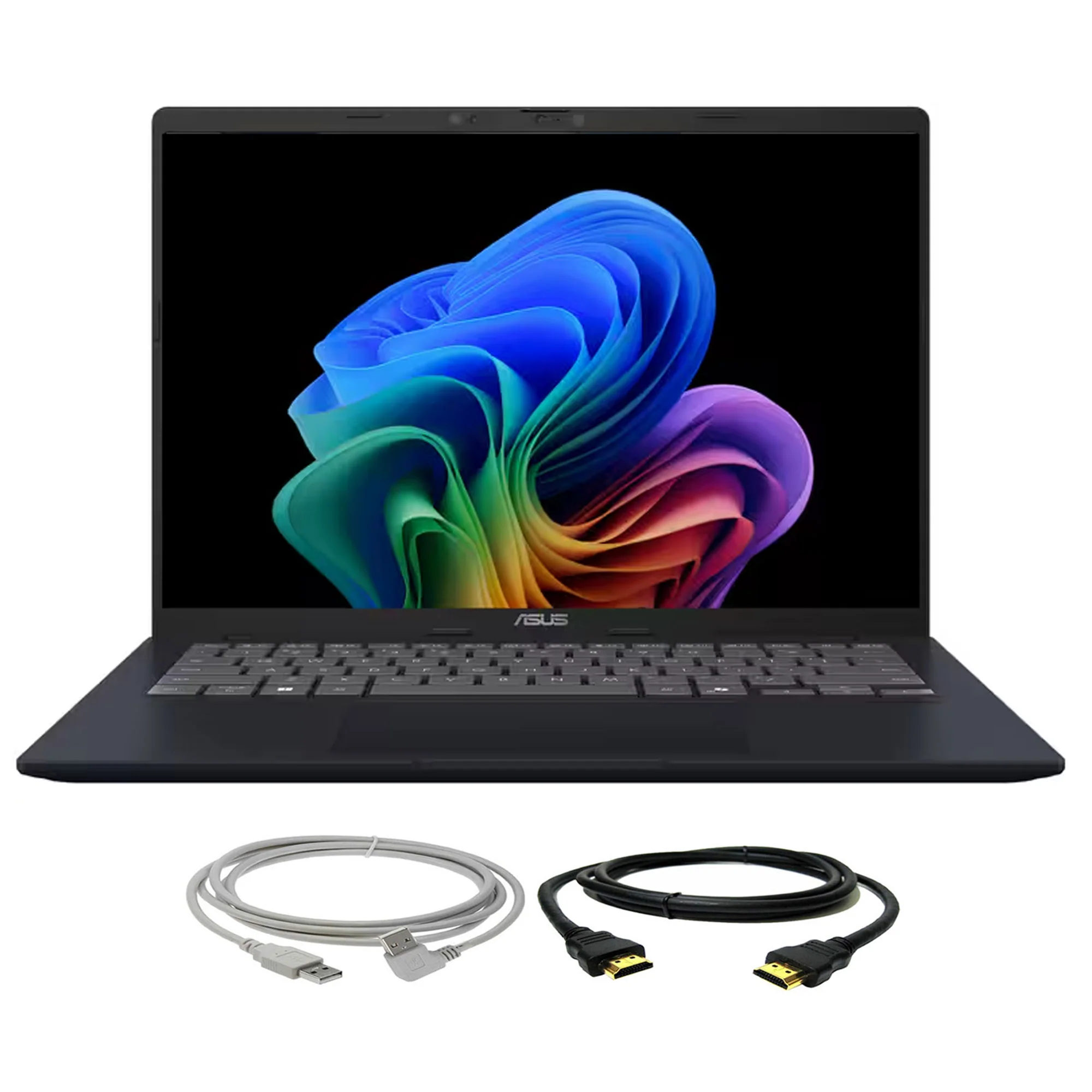 ASUS Vivobook 14 14" FHD+ Laptop - Snapdragon X - 16GB Memory, 512GB SSD (Quiet Blue) with Cables