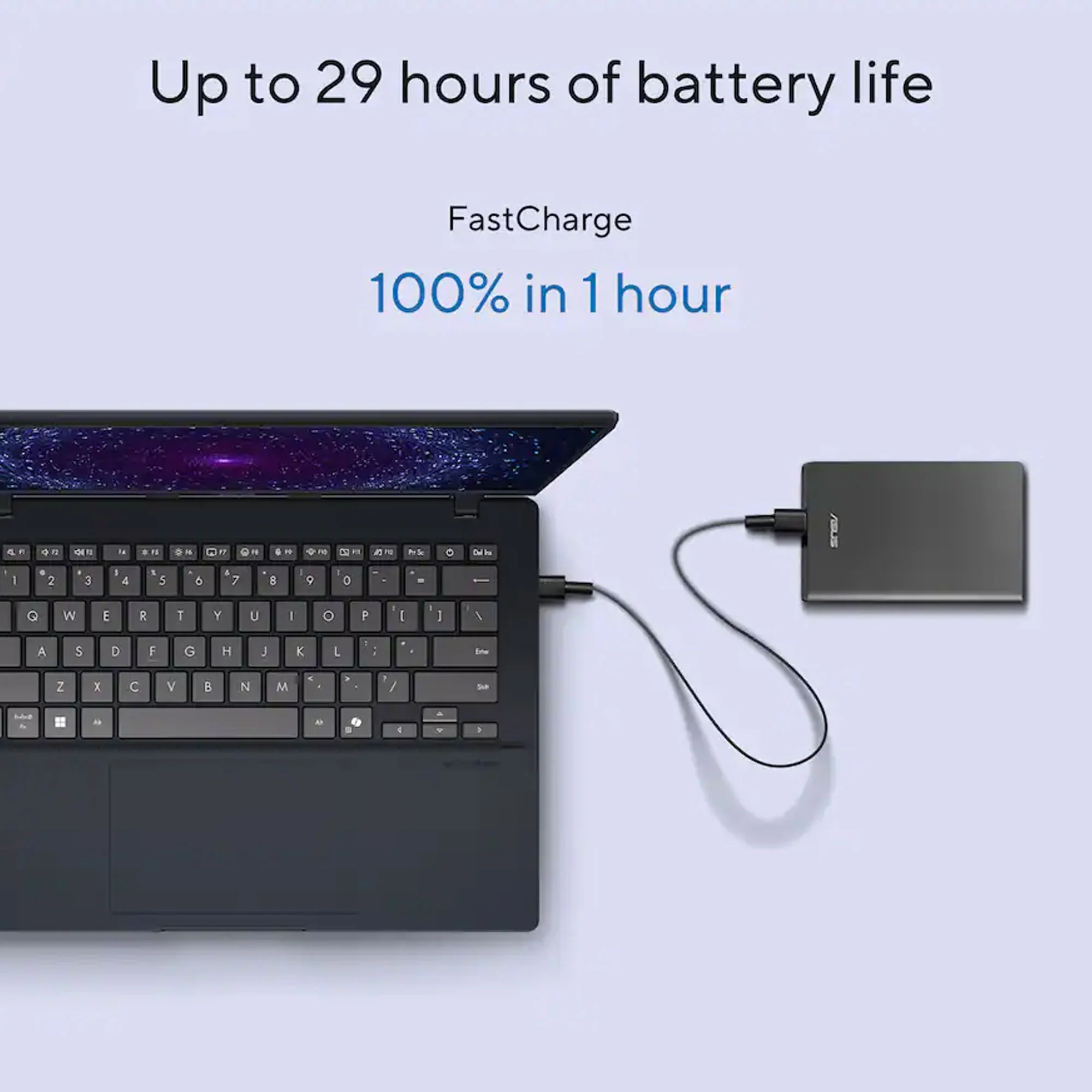 ASUS Vivobook 14 14" FHD+ Laptop - Snapdragon X - 16GB Memory, 512GB SSD (Quiet Blue) with Cables - Image 10