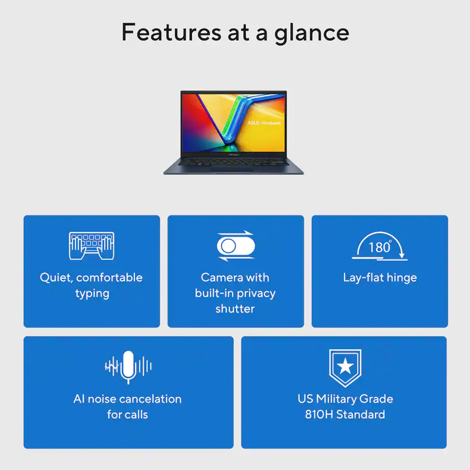 ASUS Vivobook 14 14" FHD Laptop - Intel 13th Core i5-1334 - 12GB Memory, 256GB SSD (Quiet Blue) with 256GB 300S UHS-I microSDXC Card and USB Card Reader - Image 3