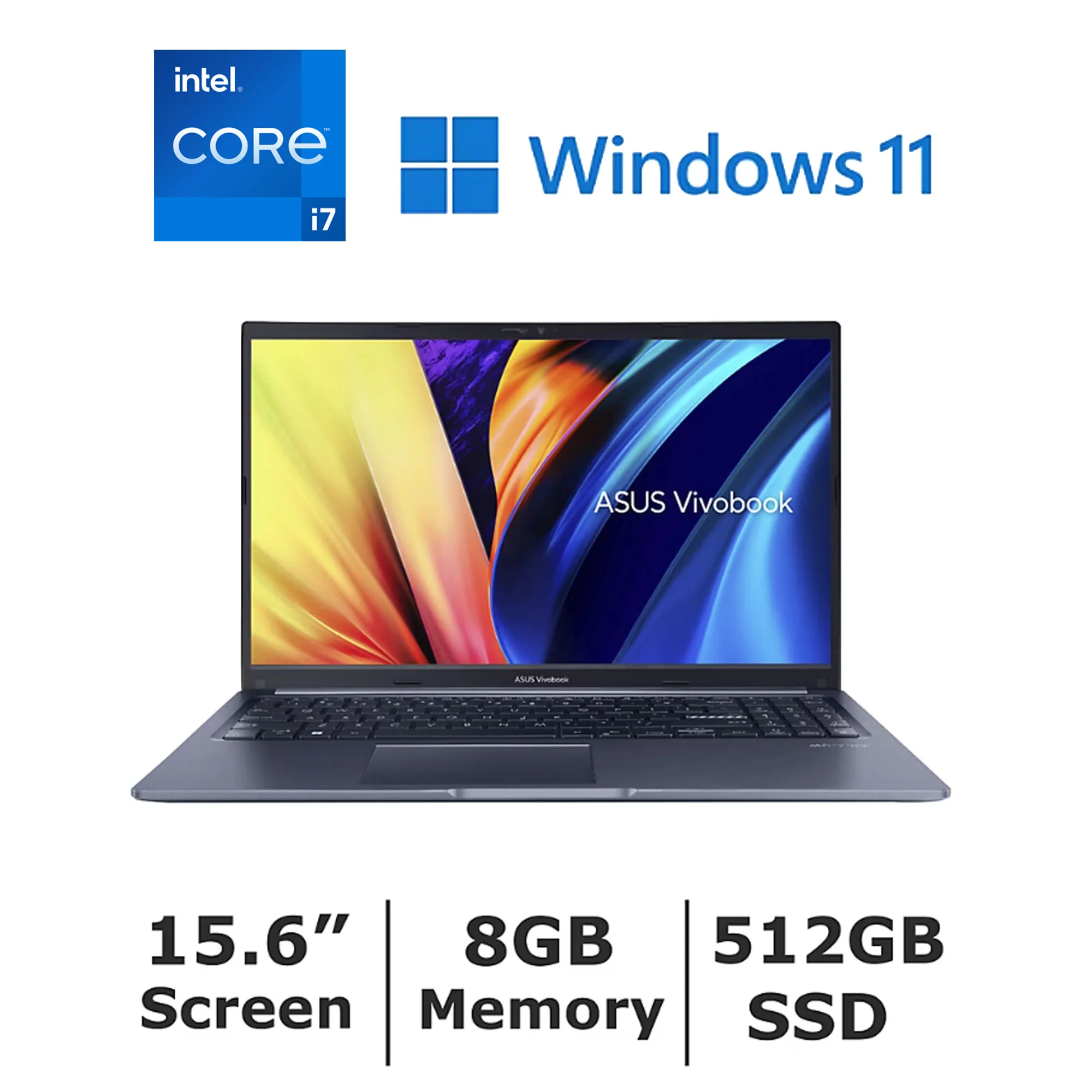ASUS VivoBook 15.6" Laptop, Intel Core i7 Processor, 8GB Memory, 512GB SSD - F1502ZA-SB71 Blue + Splash Proof Wear Resistant Polyester Fiber Briefcase Laptop Bag for 15.6" Laptops - Image 5