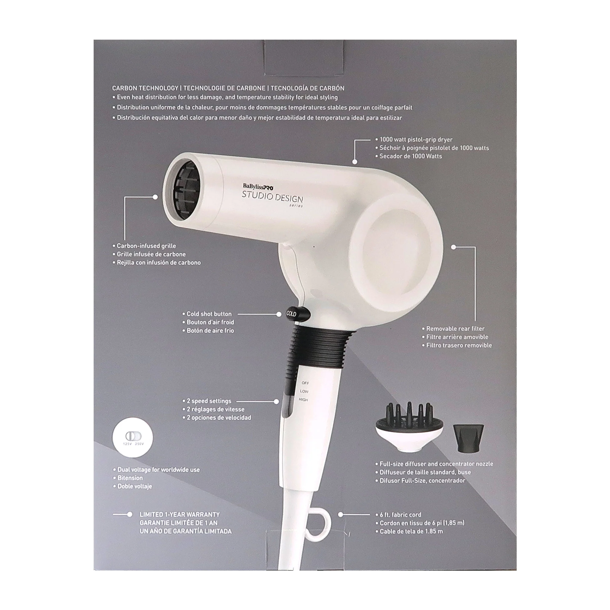 Babyliss Pro The Compact Midi Dryer #BCI250UC with ConairPro Ergo-Grip Small Round Pin Brush - Image 7