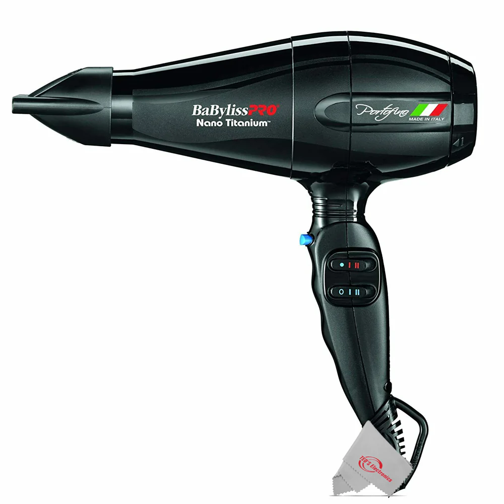 Babyliss Pro Nano Titanium Portofino 6600 Hair Dryer Black with Snap-On Diffuser Italian Series Model #BB-BABDF1 - Image 2