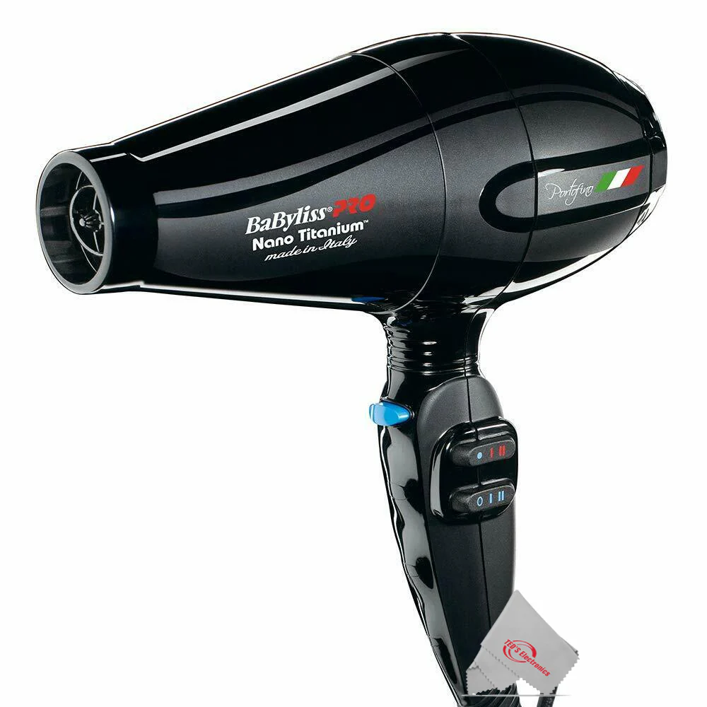 Babyliss Pro Nano Titanium Portofino 6600 Hair Dryer Black with Snap-On Diffuser Italian Series Model #BB-BABDF1 - Image 3