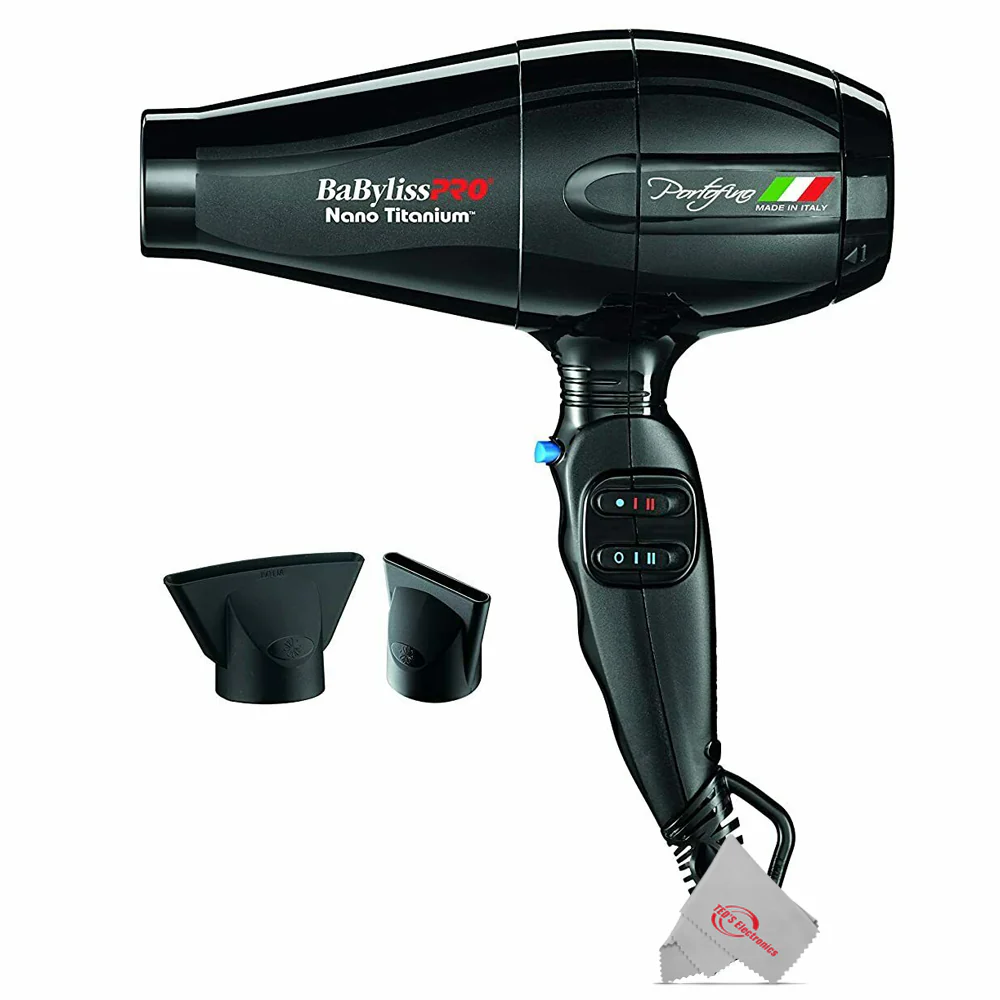 Babyliss Pro Nano Titanium Portofino 6600 Hair Dryer Black with Snap-On Diffuser Italian Series Model #BB-BABDF1 - Image 4