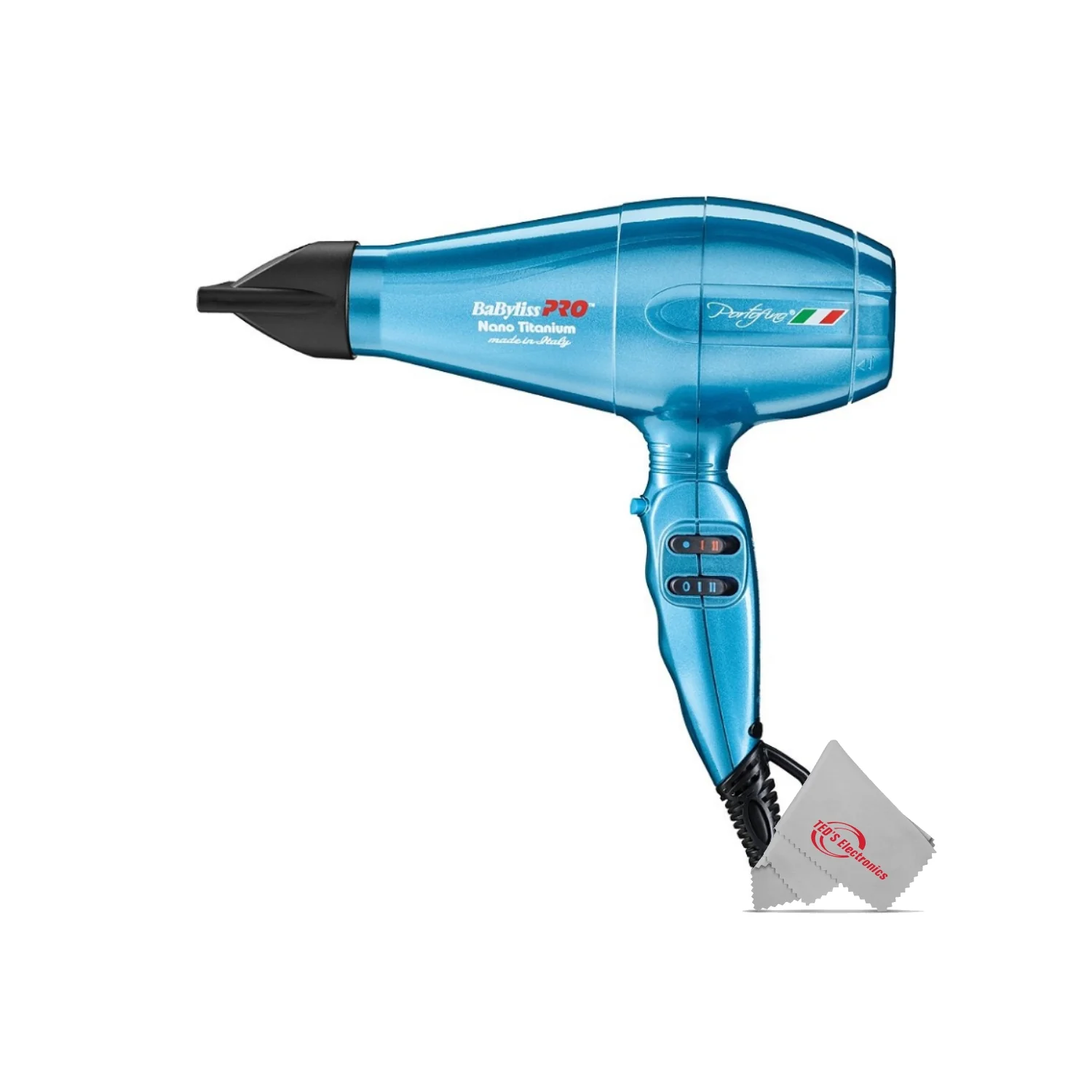 Babyliss Pro Nano Titanium Portofino 6600 Hair Dryer Blue with Snap-On Diffuser Italian Series Model #BB-BABDF1 - Image 2