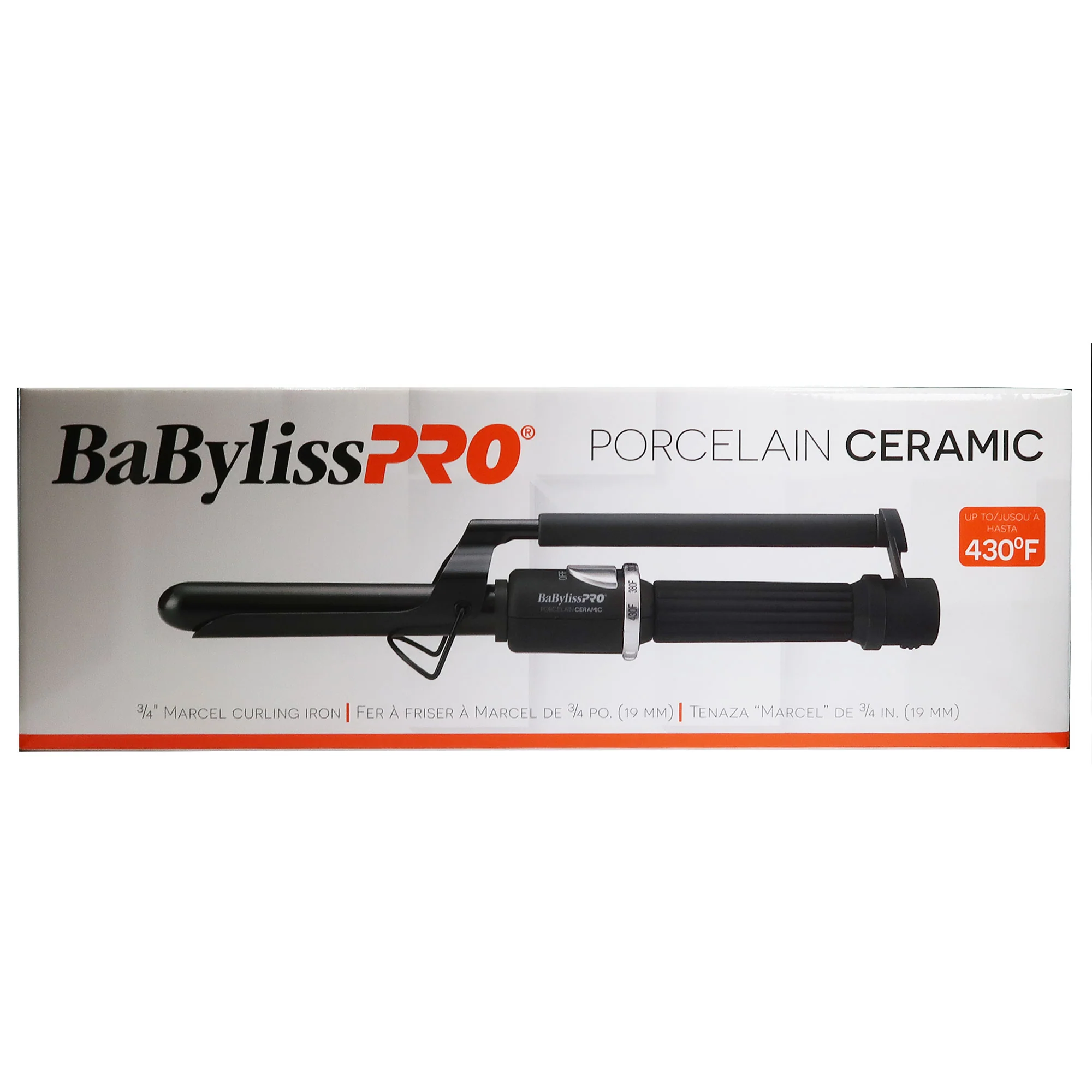 BaByliss Pro Porcelain Ceramic Marcel Curling Iron 3/4" BP75MUC with Conair Pro Ergo-Grip Detangler Brush - Image 3