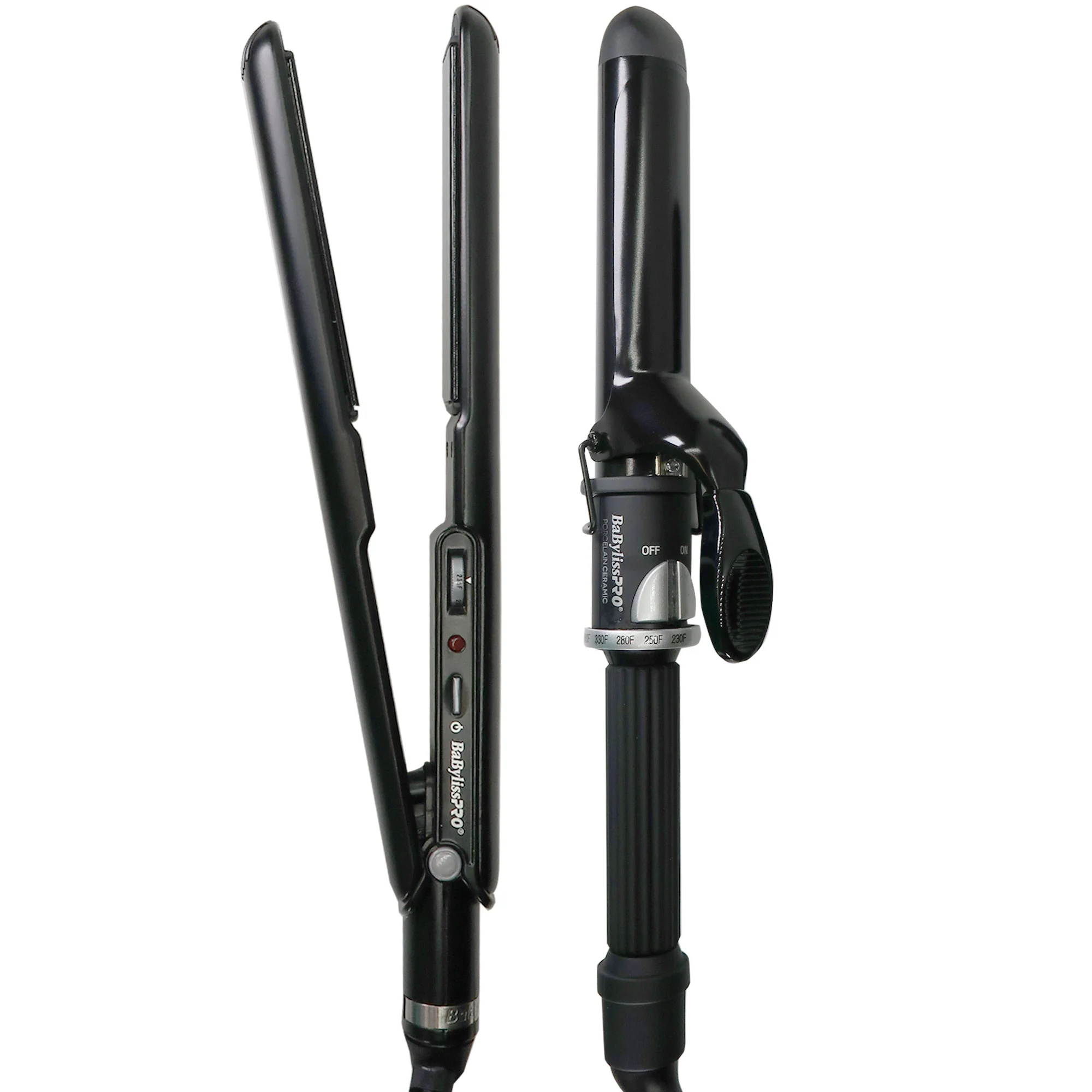 BaByliss Pro Porcelain Ceramic Straightening Iron 1" & Spring Curling Iron 1¼" with Barber Accessories - Image 2
