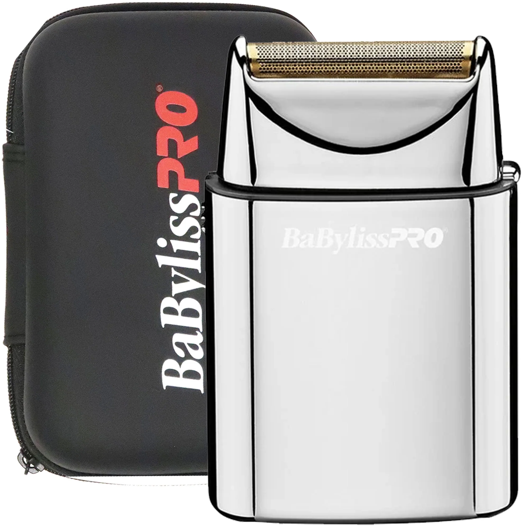 Babyliss Pro FXFS1 Cordless Single Gold Foil Shaver Silver with BaByliss Pro Barberology Foil Shaver Storage Case (Black)
