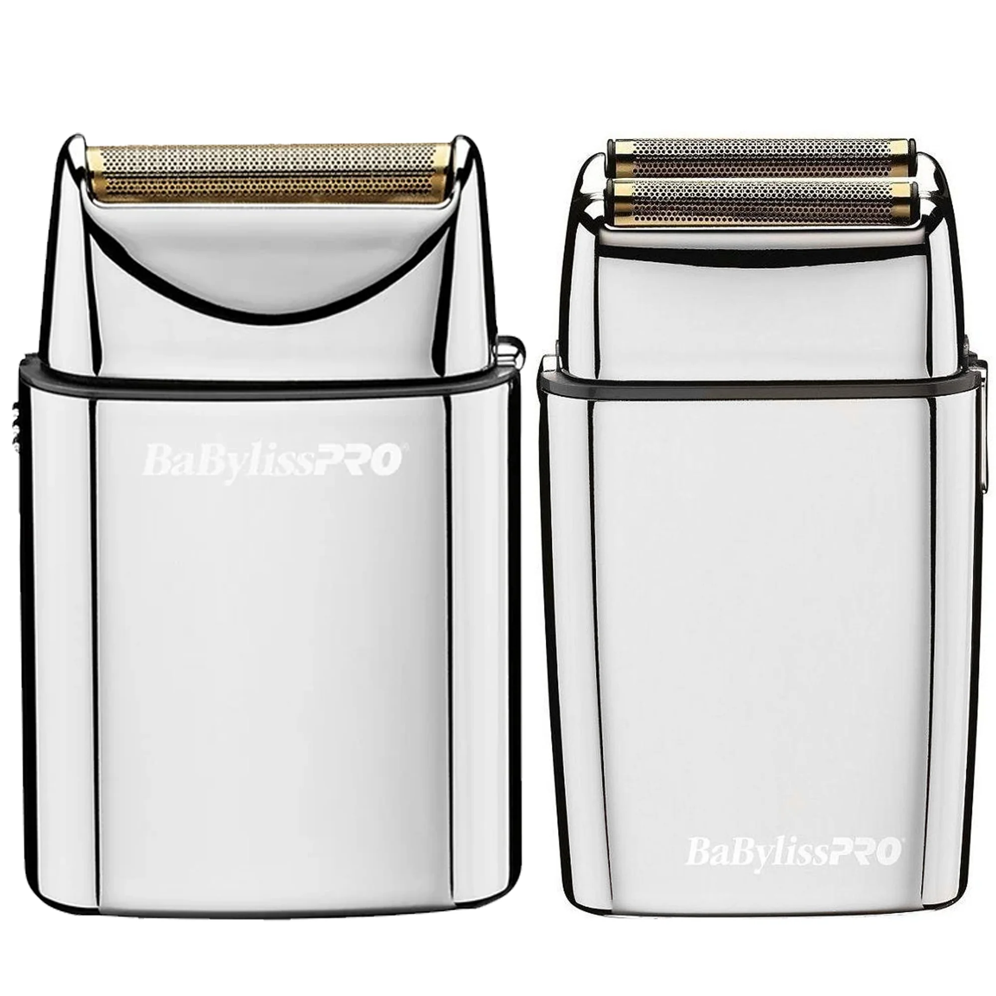 Babyliss Pro FXFS1 Cordless Single Foil Shaver Silver with BaByliss Pro FOILFX02 Cordless Metal Double Foil Shaver FXFS2S Silver