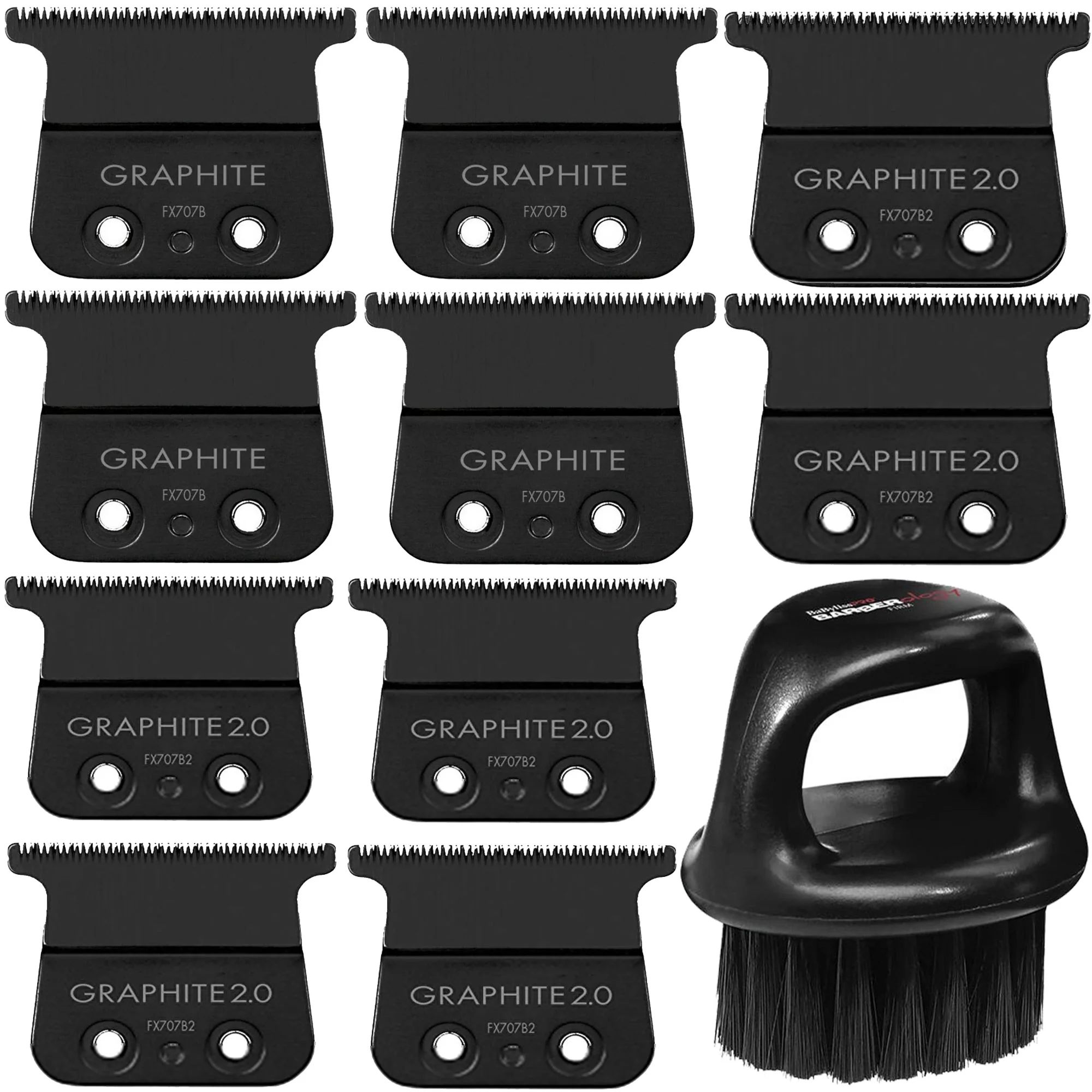 10x BaByliss Pro Deep Tooth Replacement Blade B-FX707B2 with Fade Soft Knuckle Neck Brush