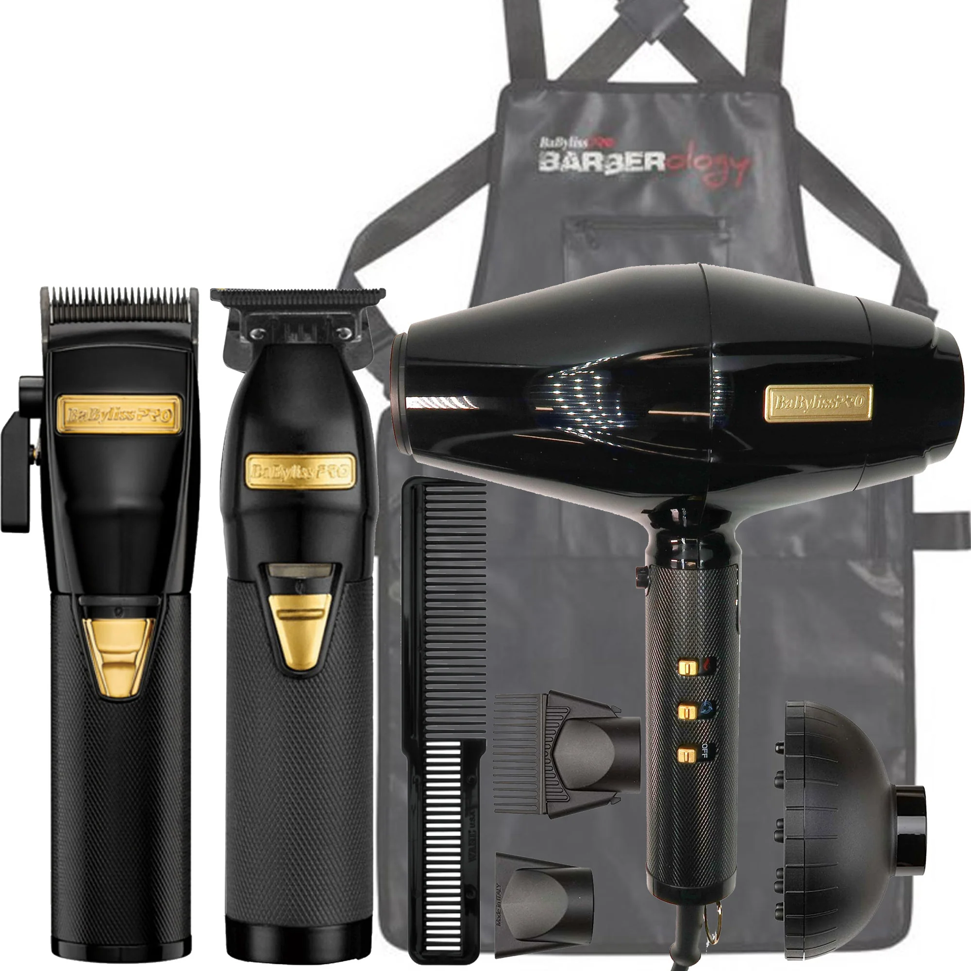 BaByliss Pro Black FX Collection Skeleton Cordless Trimmer FX787BN + Cordless Clipper FX870BN + Turbo Dryer Kit