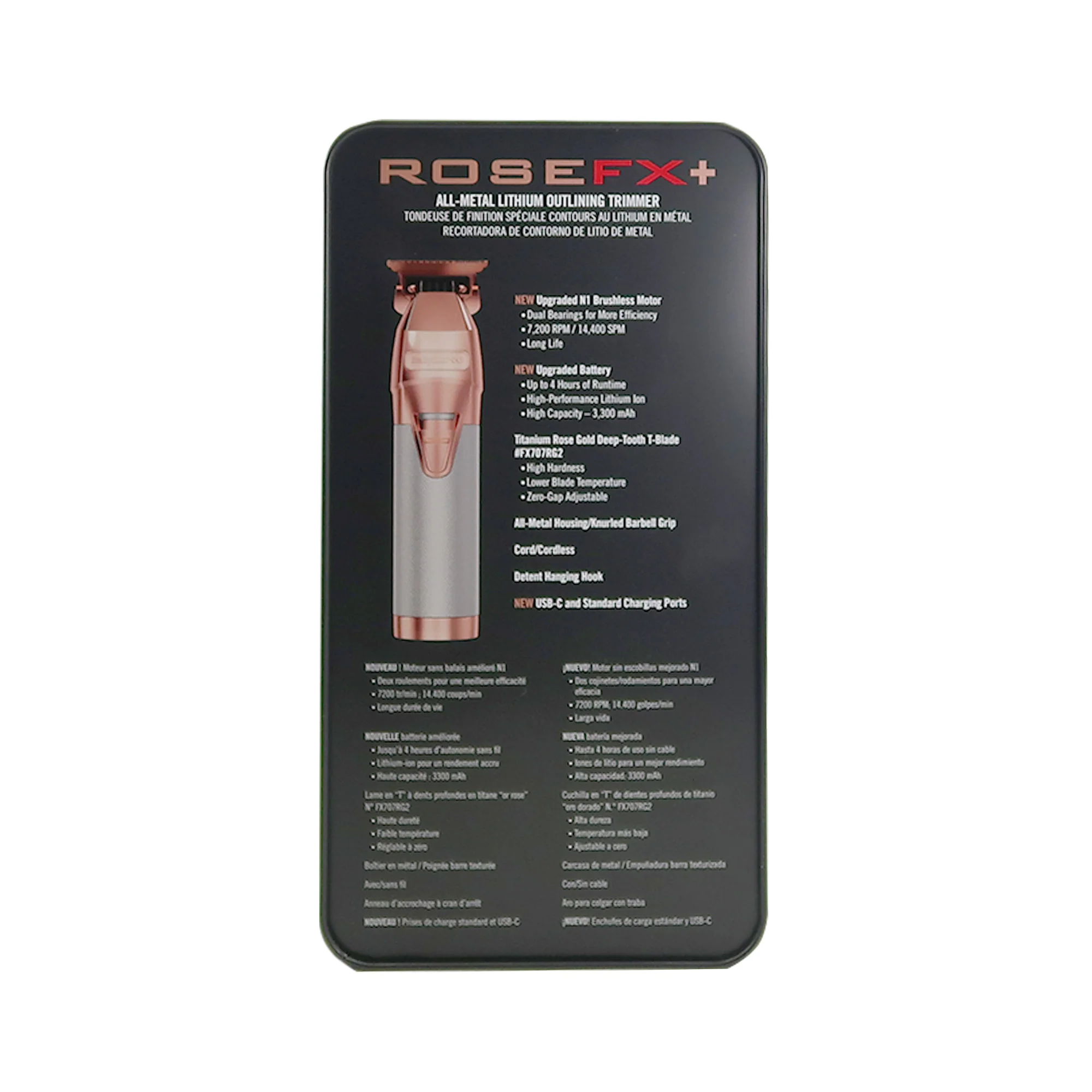 BaByliss Pro ROSEFX+ Professional Cord/Cordless Lithium Outlining Trimmer Rose Gold FX787NRG with Cordless Double Foil Shaver FXFS2RG Rose Gold and Barber Apron - Image 6