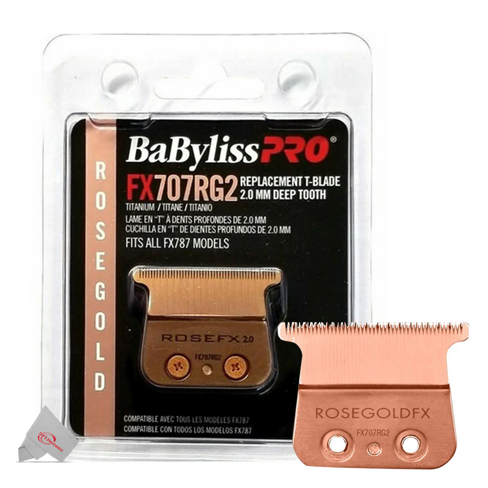 BaByliss Pro ROSEFX+ Professional Cord/Cordless Lithium Outlining Trimmer Rose Gold FX787NRG with FX707RG2 Replacement Deep Tooth T-Blade 2.0MM and Neck Brush - Image 8