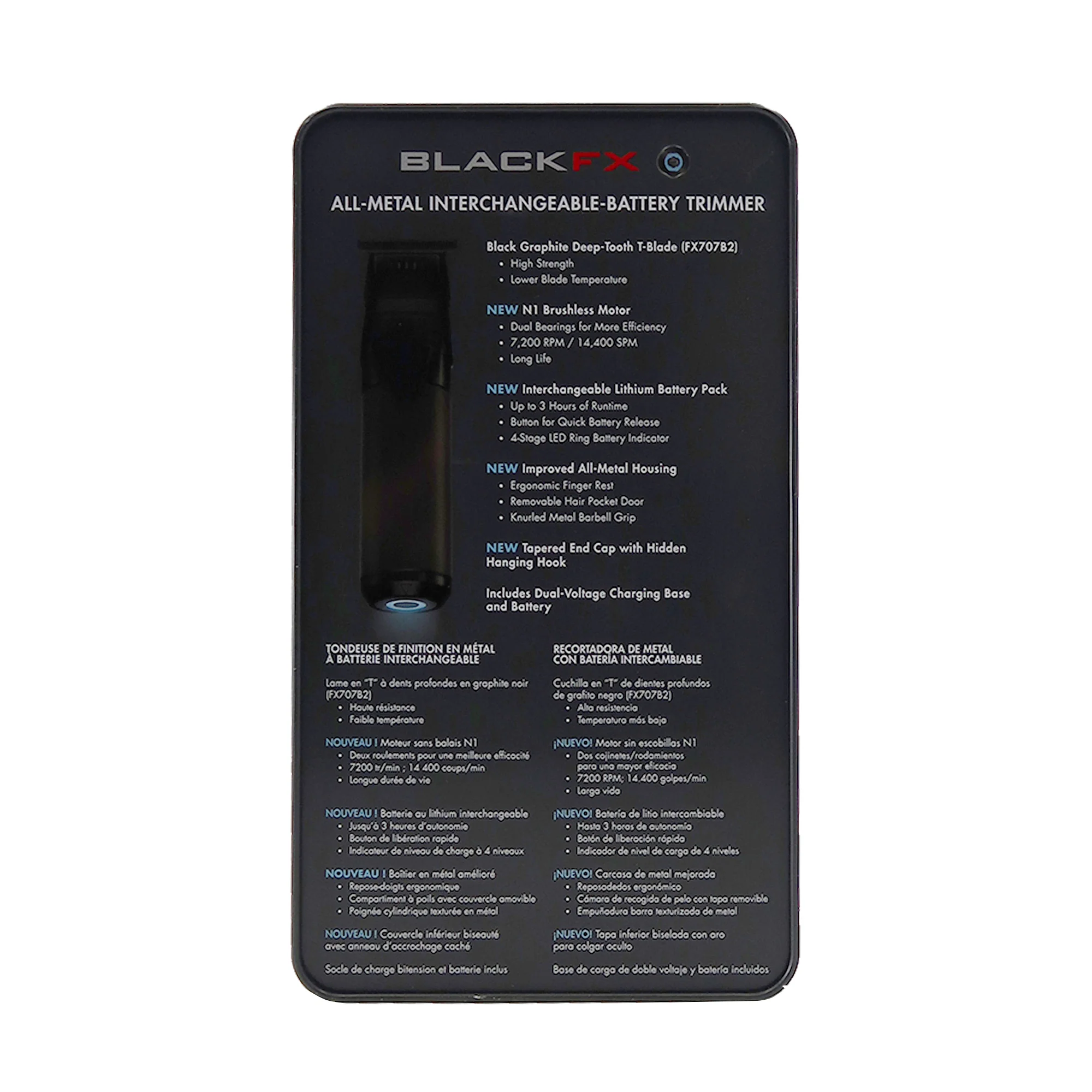 BaByliss Pro FXONE BLACKFX All-Metal Interchangeable-Battery Trimmer FX799MB with BaByliss Pro FX707B Graphite Fine Tooth Replacement T Blade Fits All FX787 Models and Wahl Clipper Oil 4 oz - Image 6