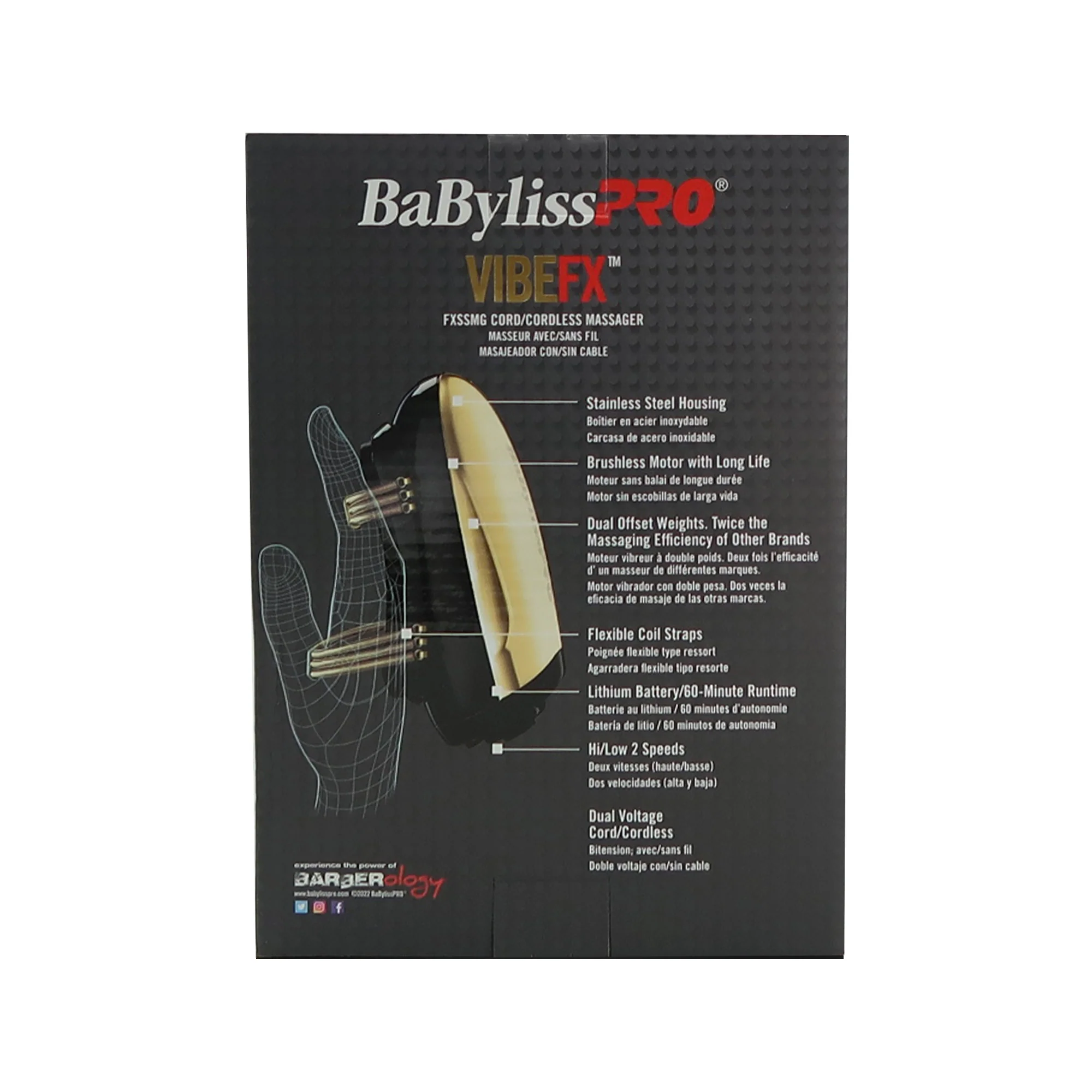 BaByliss Pro FXONE GOLDFX Interchangeable-Battery Shaver FX79FSG with BabyLiss Pro Vibe FX Cord / Cordless Massager FXSSMG Gold - Image 10