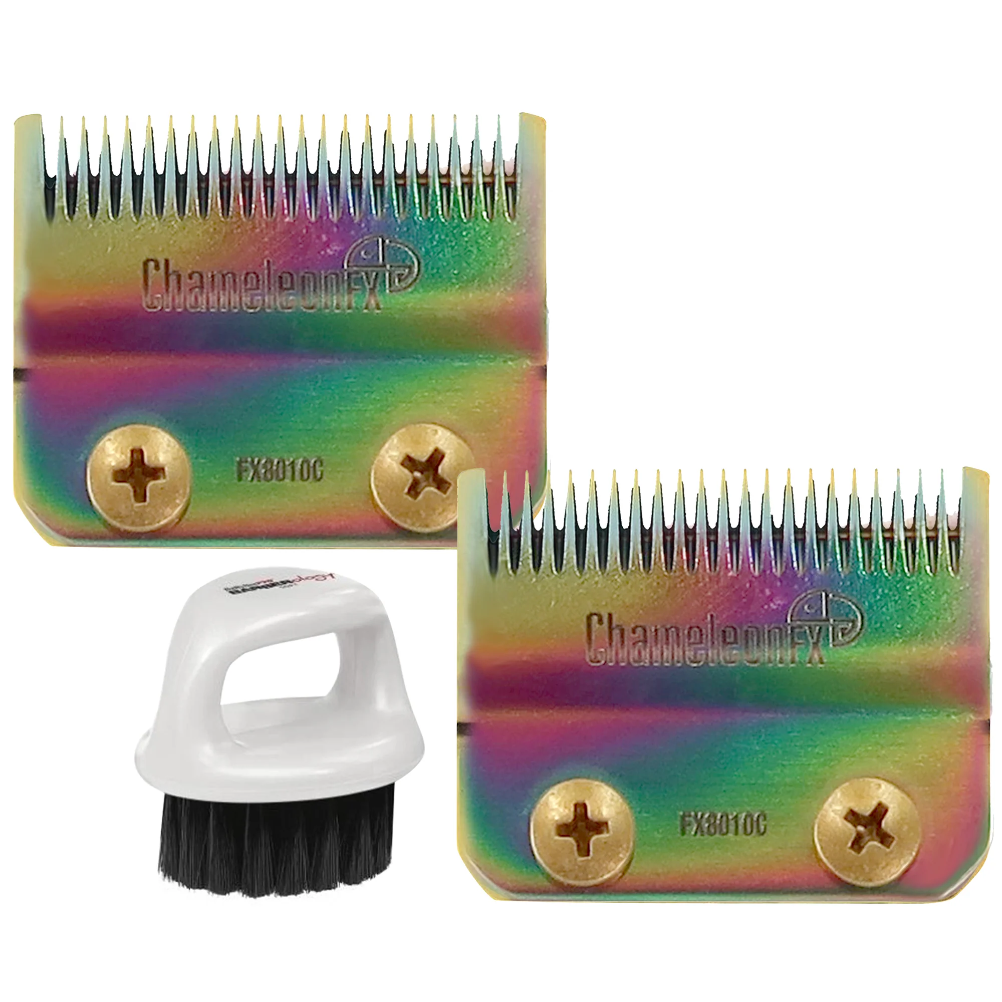 2x BaByliss Pro Replacement Titanium Fade Blade #FX8010C Fits for FX870, FX825 and FX673 Models with BaByliss Pro Barberology Knuckle Neck Brush