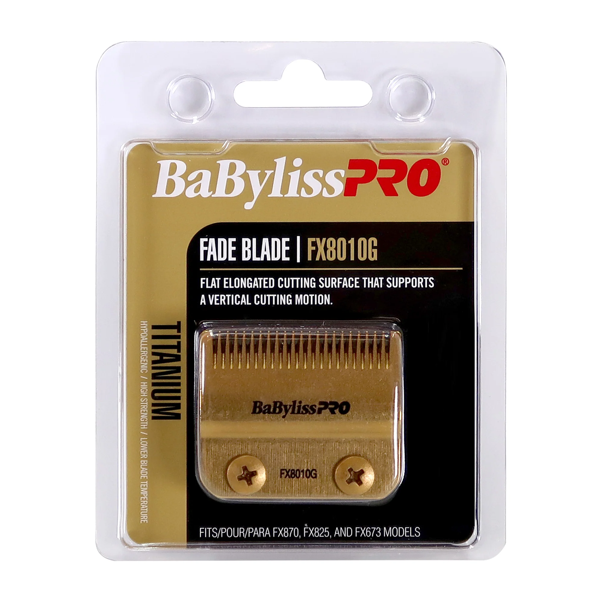 2x BaByliss Pro Replacement Gold Titanium Fade Blade #FX8010G Fits for FX870, FX825 and FX673 Models with Barberology Knuckle Neck Brush White - Image 2