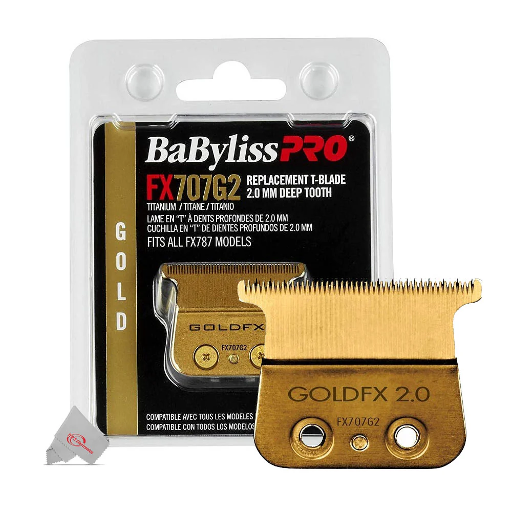 BaByliss Pro LIMITEDFX Collection Trimmer and Double Foil Shaver FXDUOFS2TG with Babyliss Pro Gold FX707G2 Replacement Deep Tooth T-Blade 2.0MM + 9" and 7.5" Comb - Image 7