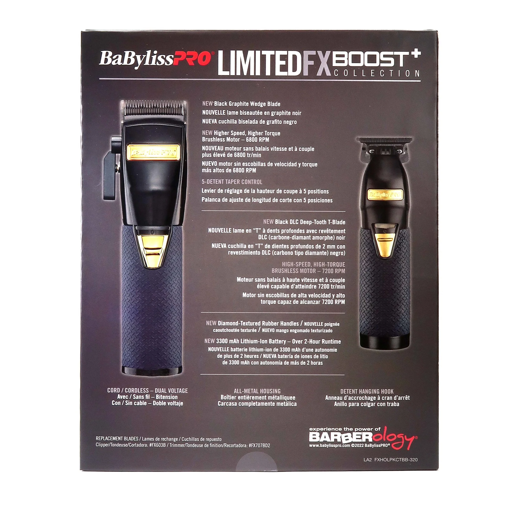 BaByliss Pro LimitedFX Boost+ Collection Clipper, Trimmer & Charging Base Set Black with Wahl Professional Styling Comb - Brown - Image 4