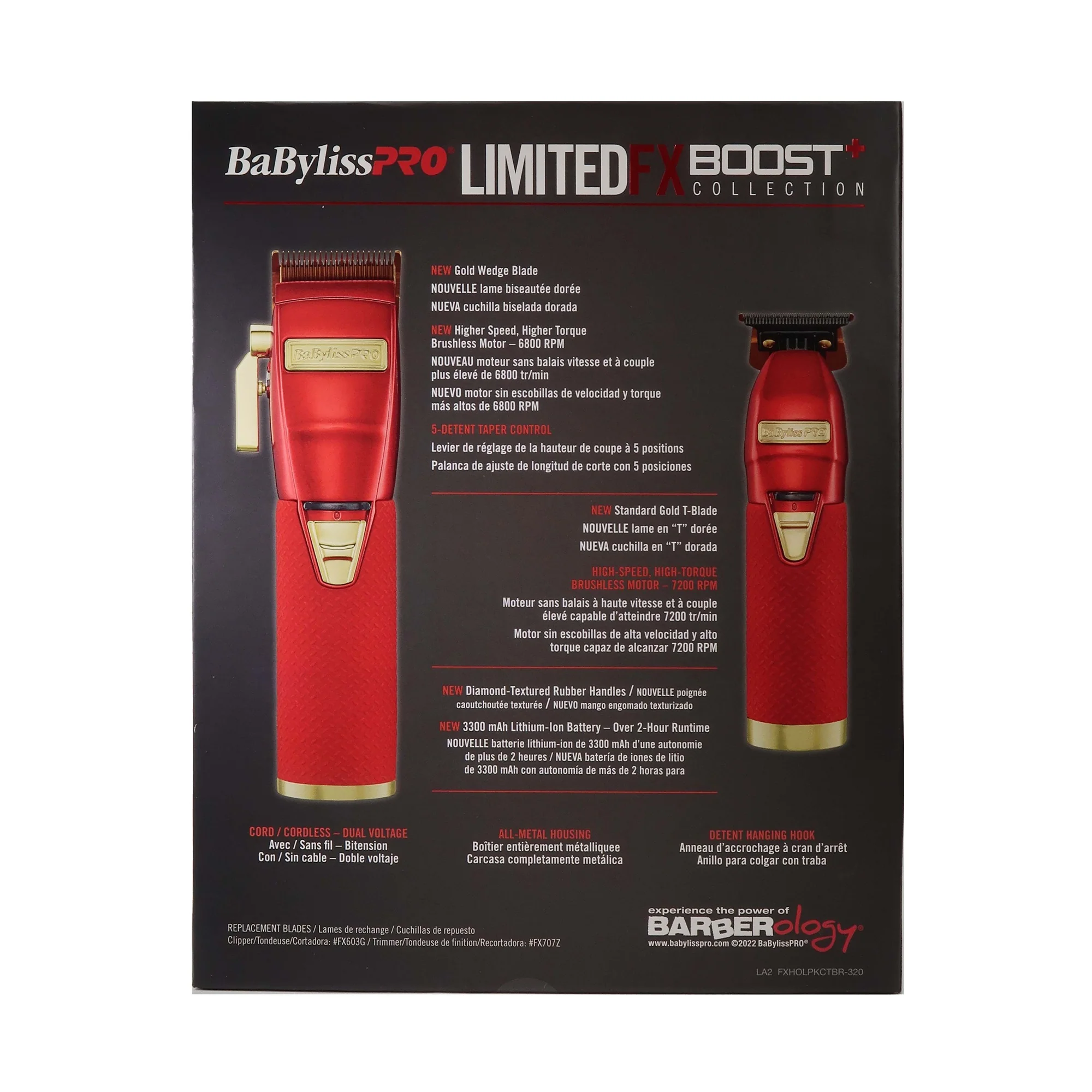 BaByliss Pro LimitedFX Boost+ Collection Clipper, Trimmer & Charging Base Set Red and Wahl Professional Comb - Image 4