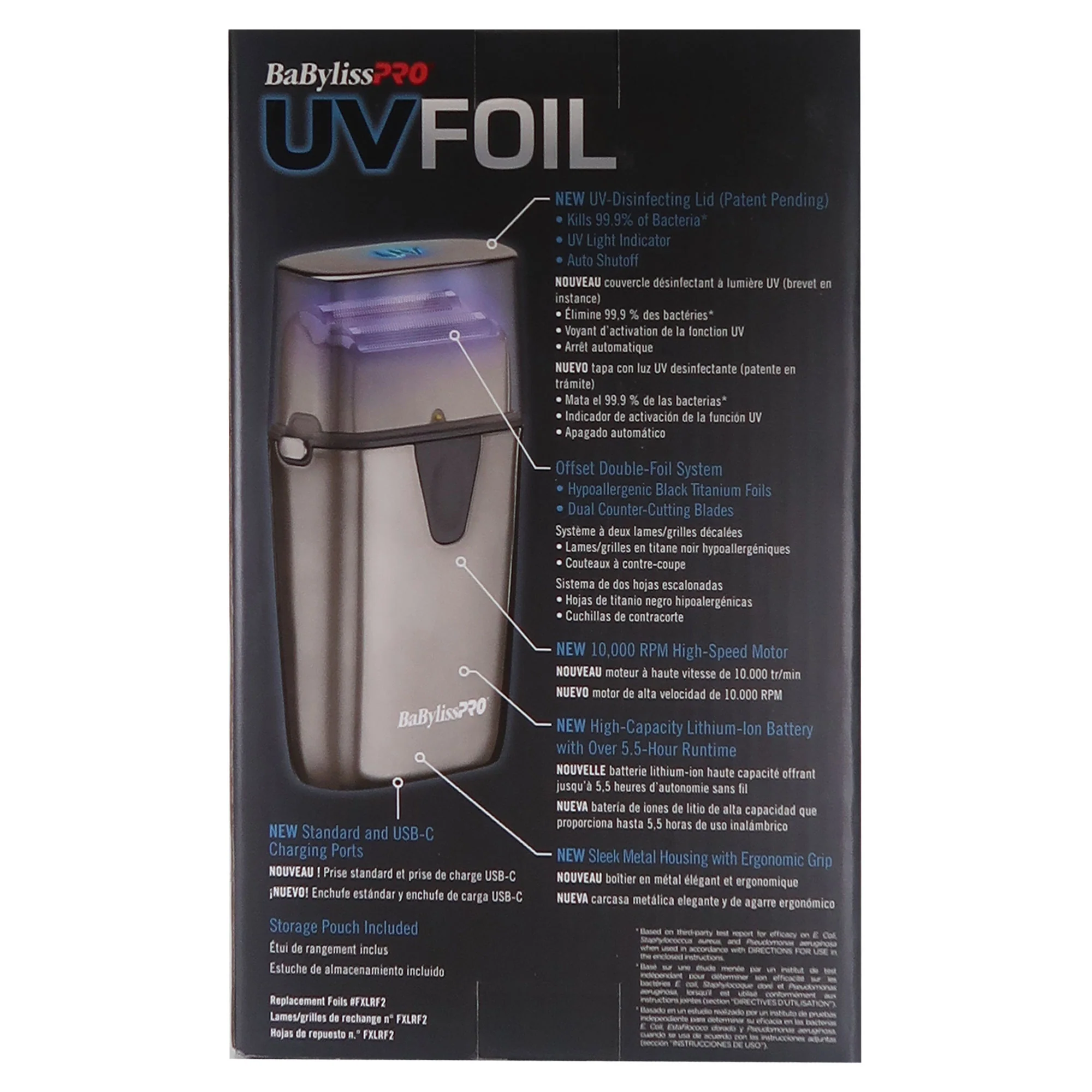 BaByliss Pro UVFOIL UV-Disinfecting Metal Double Foil Shaver #FXLFS2 (Black) with BaByliss Pro Barberology Foil Shaver Storage Case (Black) - Image 6